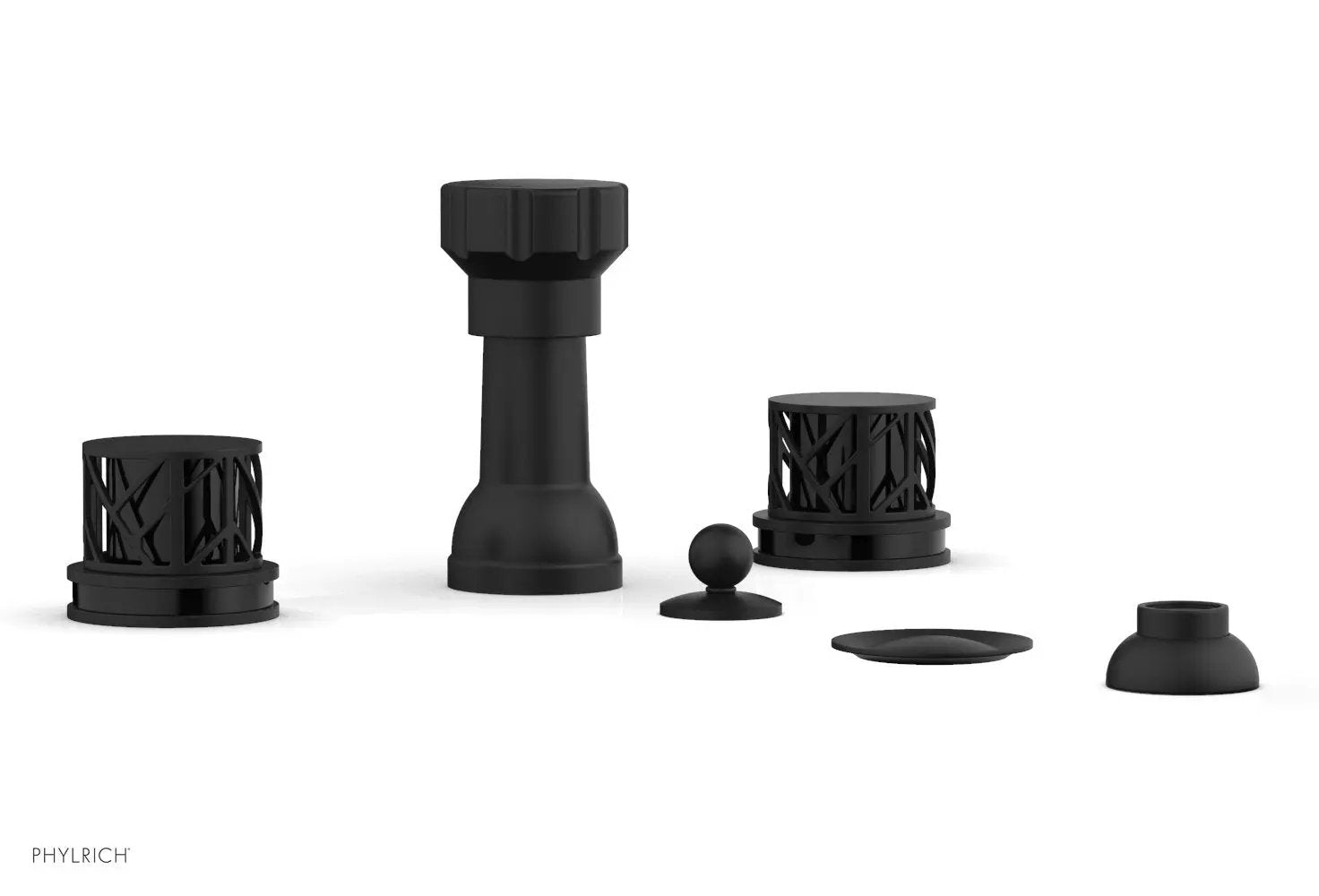 Phylrich JOLIE Four Hole Bidet Set - Round Handles with "Black Accents" by Phylrich