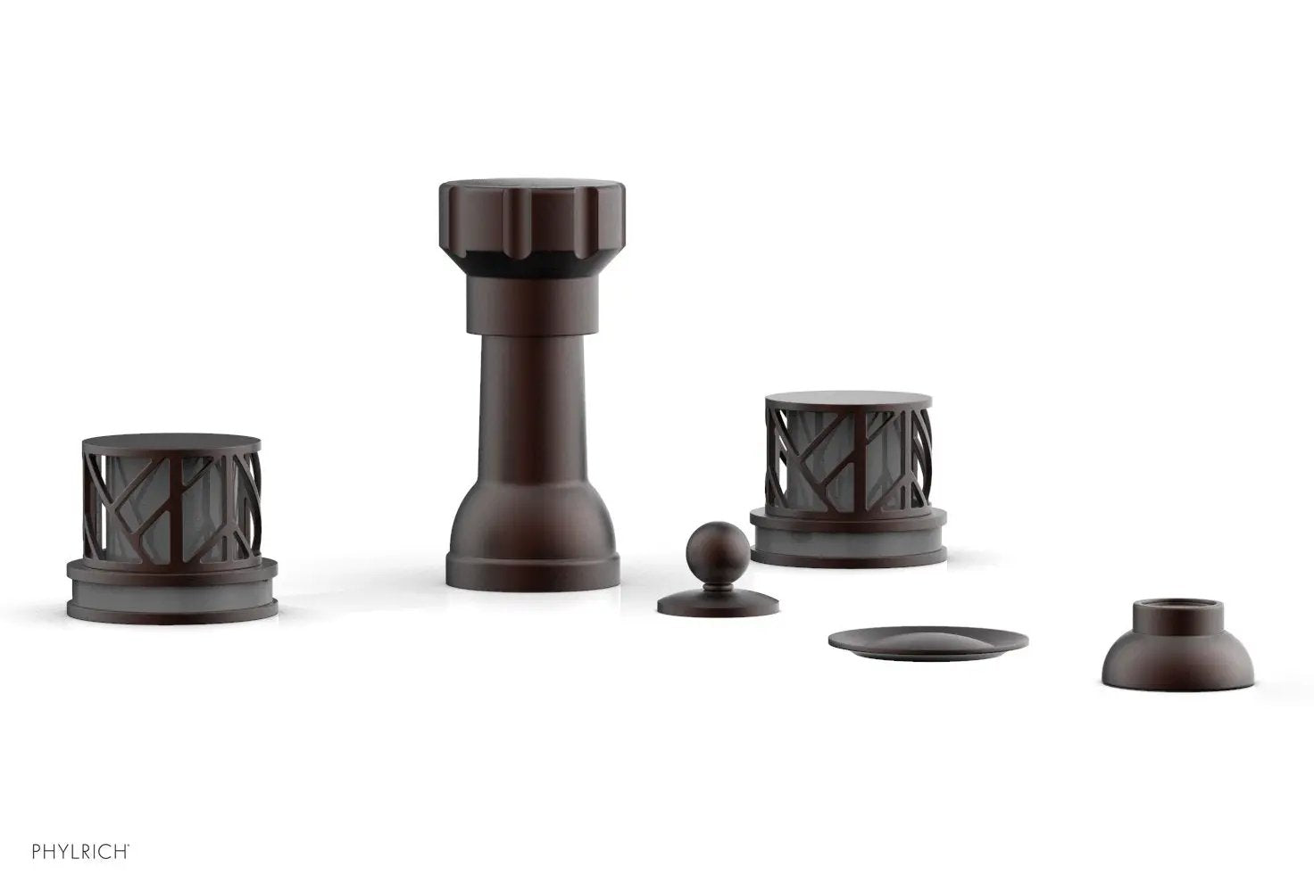 Phylrich JOLIE Four Hole Bidet Set - Round Handles with "Grey Accents" by Phylrich