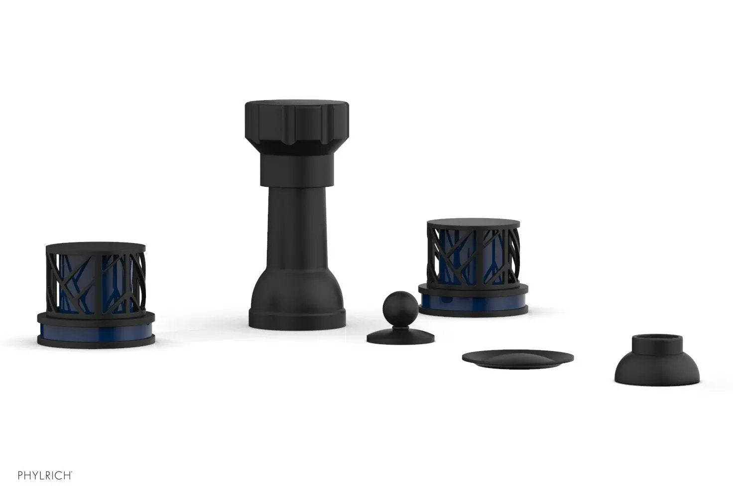 Phylrich JOLIE Four Hole Bidet Set - Round Handles with "Navy Blue Accents" by Phylrich