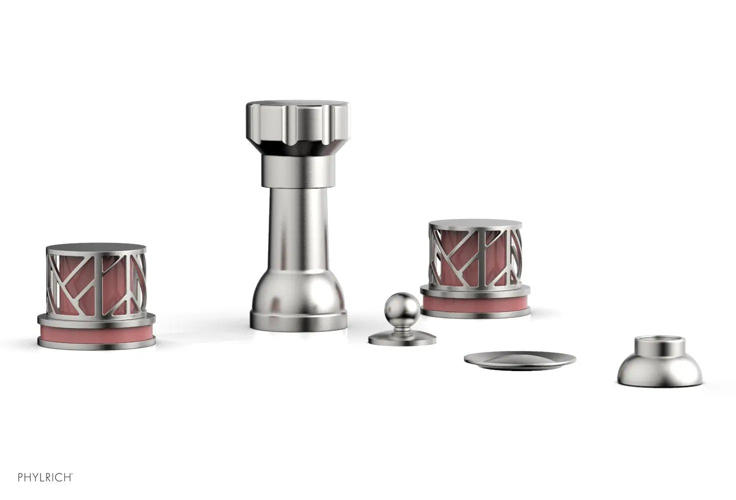 Phylrich JOLIE Four Hole Bidet Set - Round Handles with "Pink Accents" by Phylrich