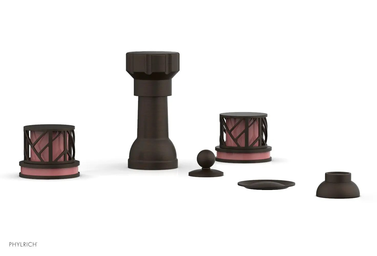 Phylrich JOLIE Four Hole Bidet Set - Round Handles with "Pink Accents" by Phylrich