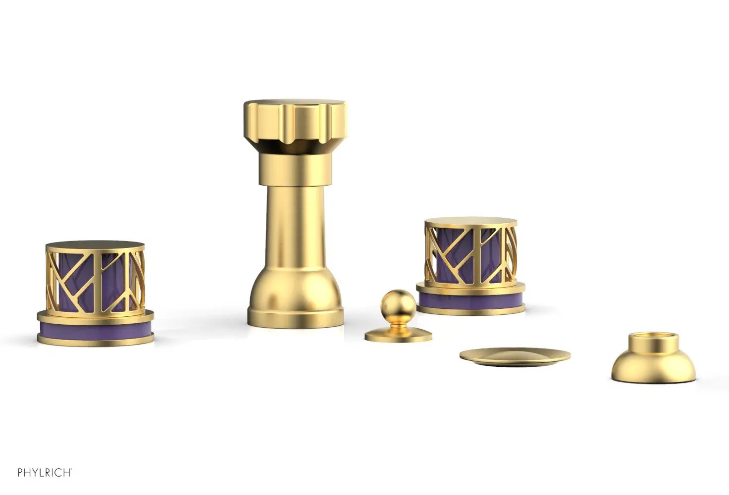 Phylrich JOLIE Four Hole Bidet Set - Round Handles with "Purple Accents" by Phylrich