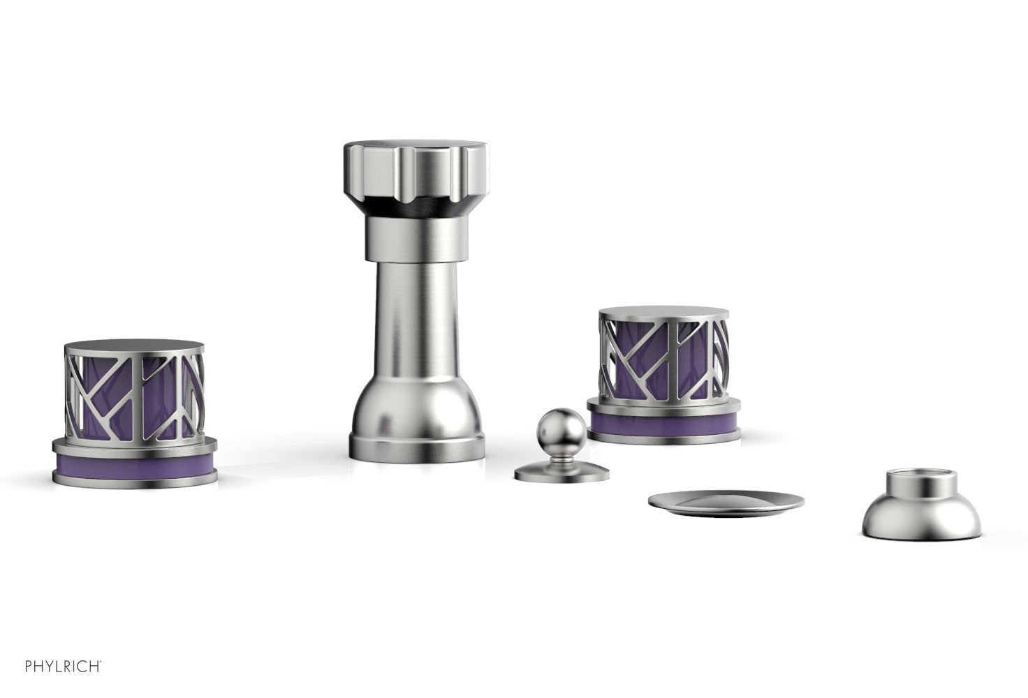 Phylrich JOLIE Four Hole Bidet Set - Round Handles with "Purple Accents"
