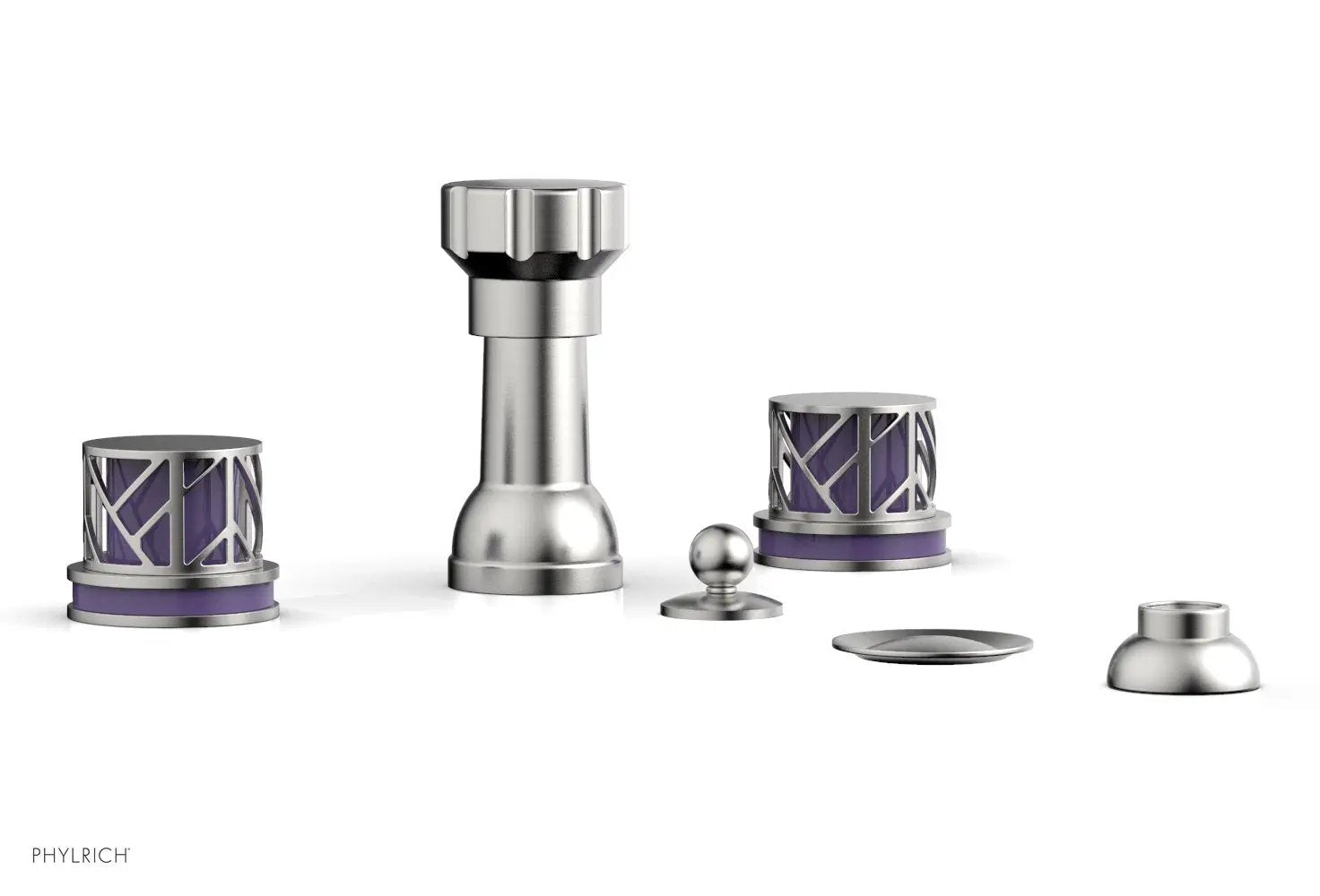 Phylrich JOLIE Four Hole Bidet Set - Round Handles with "Purple Accents" by Phylrich