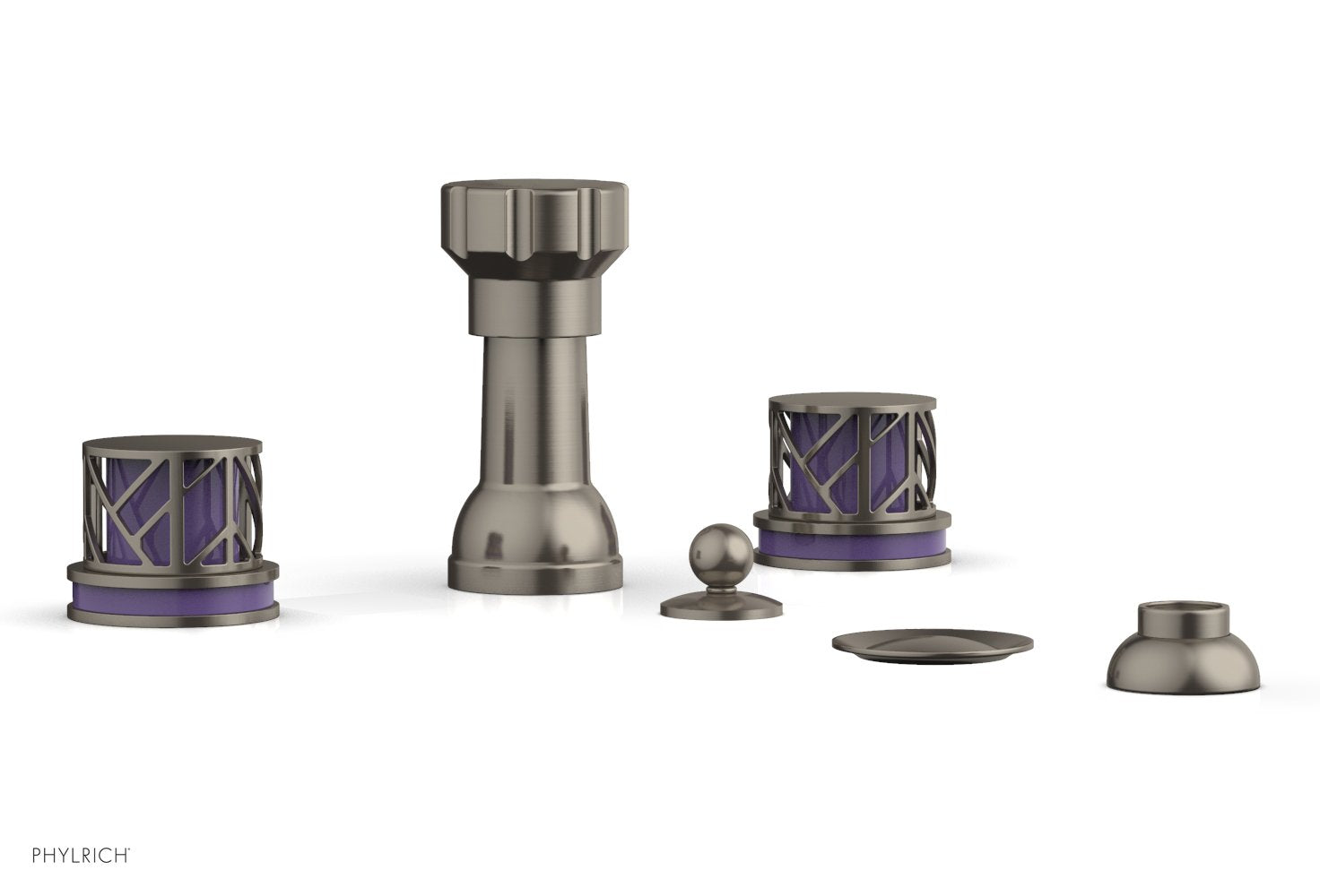 Phylrich JOLIE Four Hole Bidet Set - Round Handles with "Purple Accents"