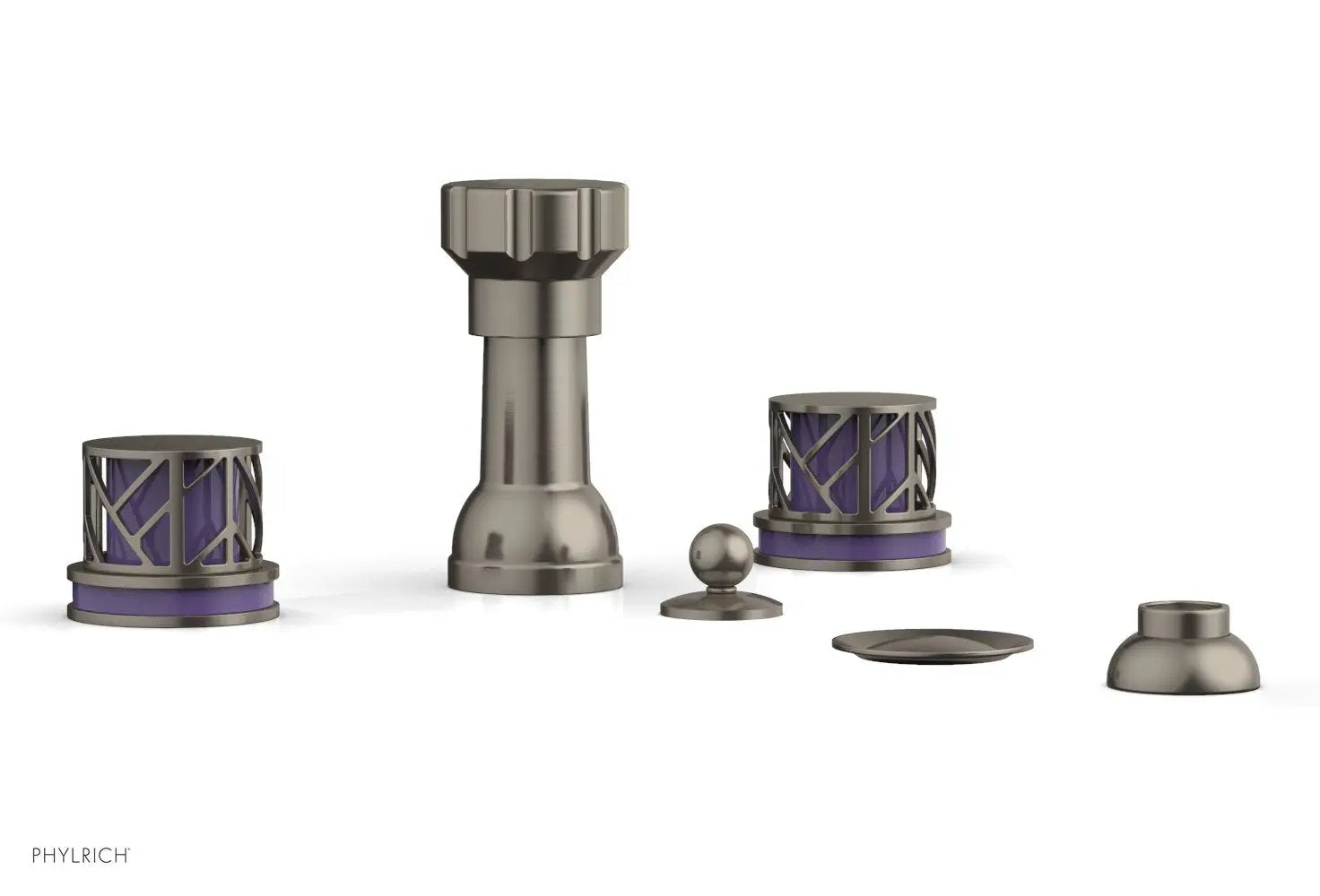 Phylrich JOLIE Four Hole Bidet Set - Round Handles with "Purple Accents" by Phylrich