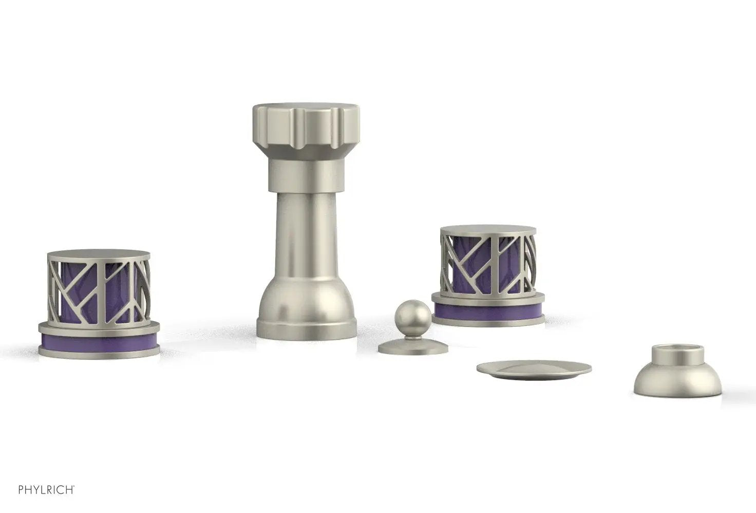 Phylrich JOLIE Four Hole Bidet Set - Round Handles with "Purple Accents" by Phylrich
