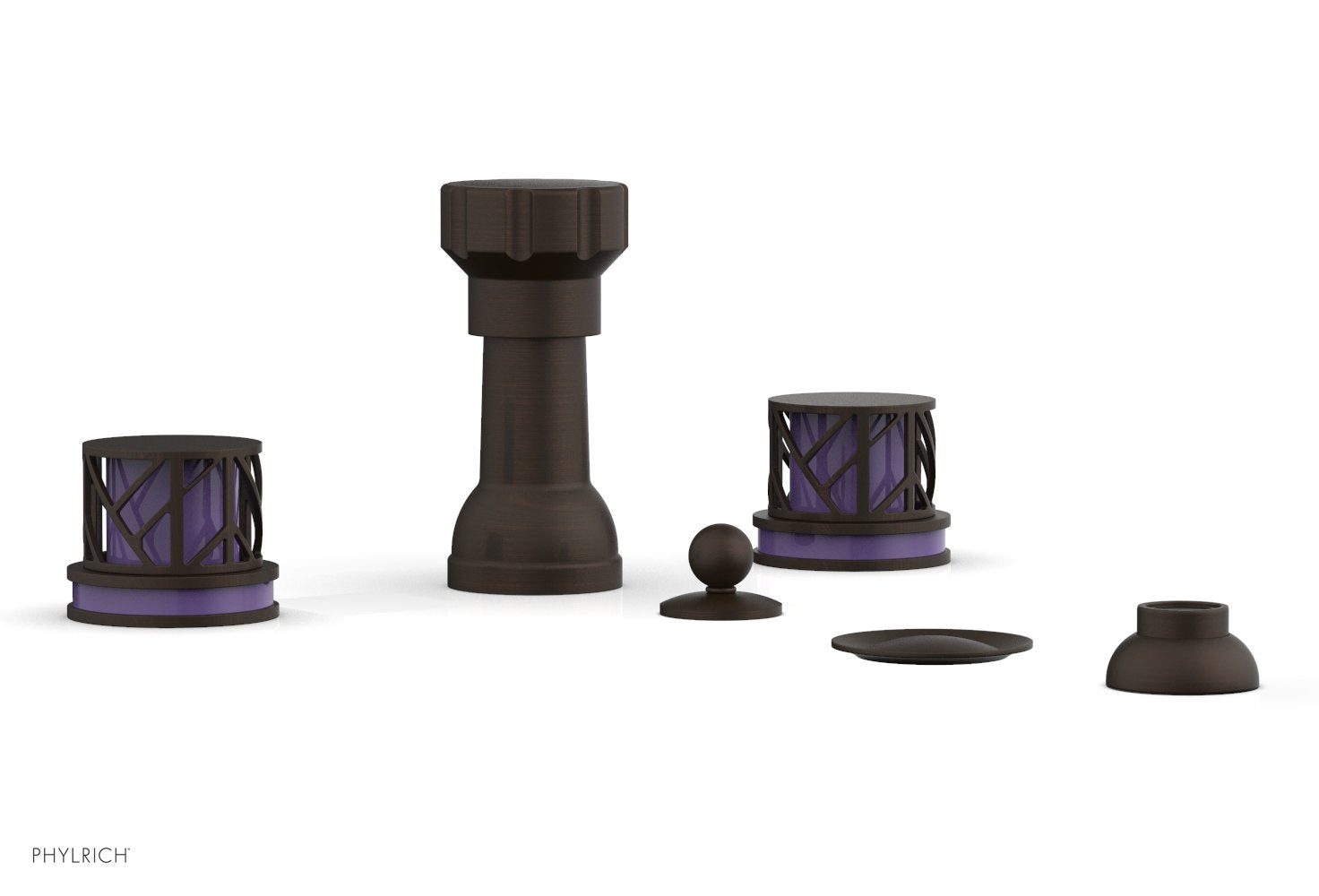 Phylrich JOLIE Four Hole Bidet Set - Round Handles with "Purple Accents"