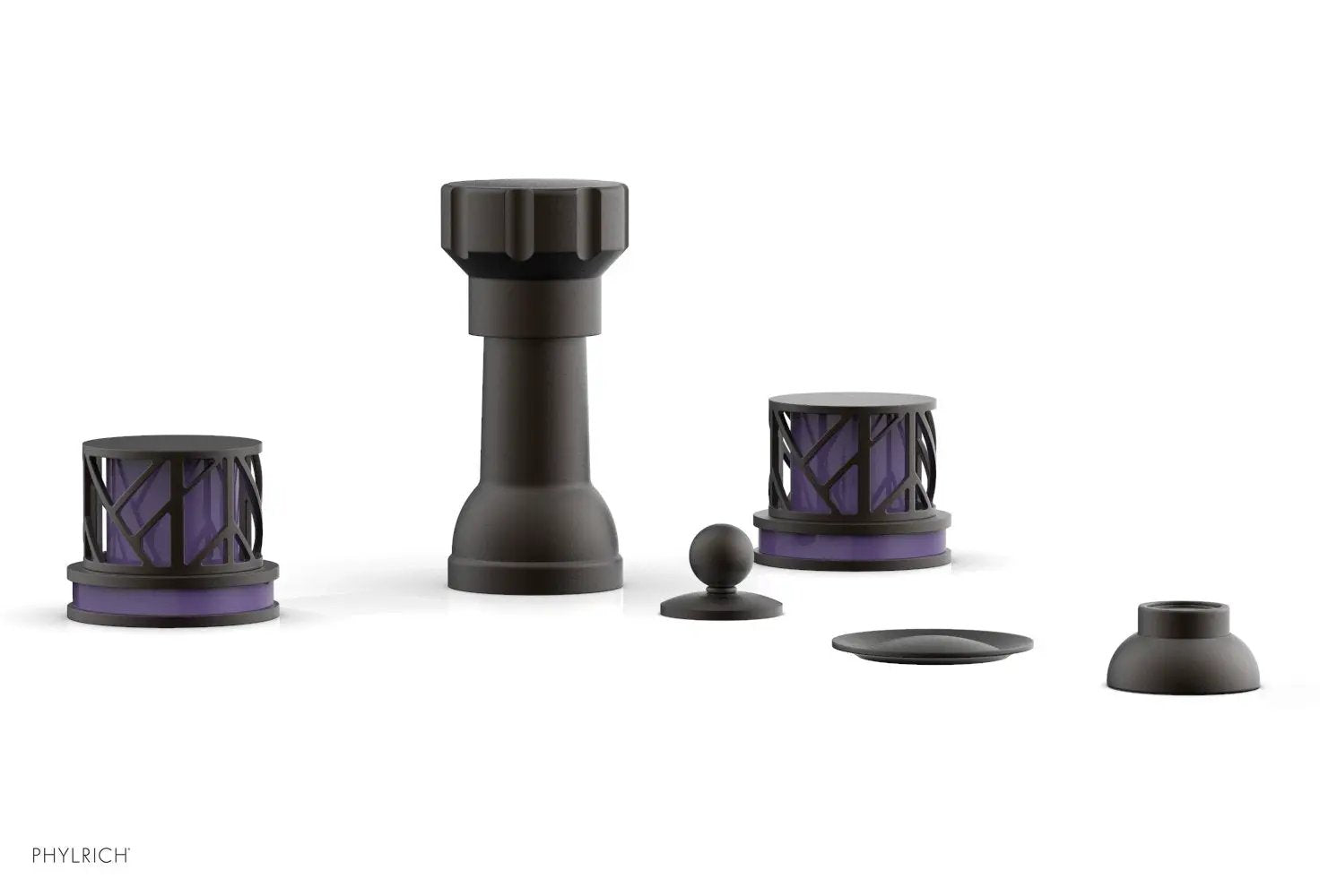 Phylrich JOLIE Four Hole Bidet Set - Round Handles with "Purple Accents" by Phylrich