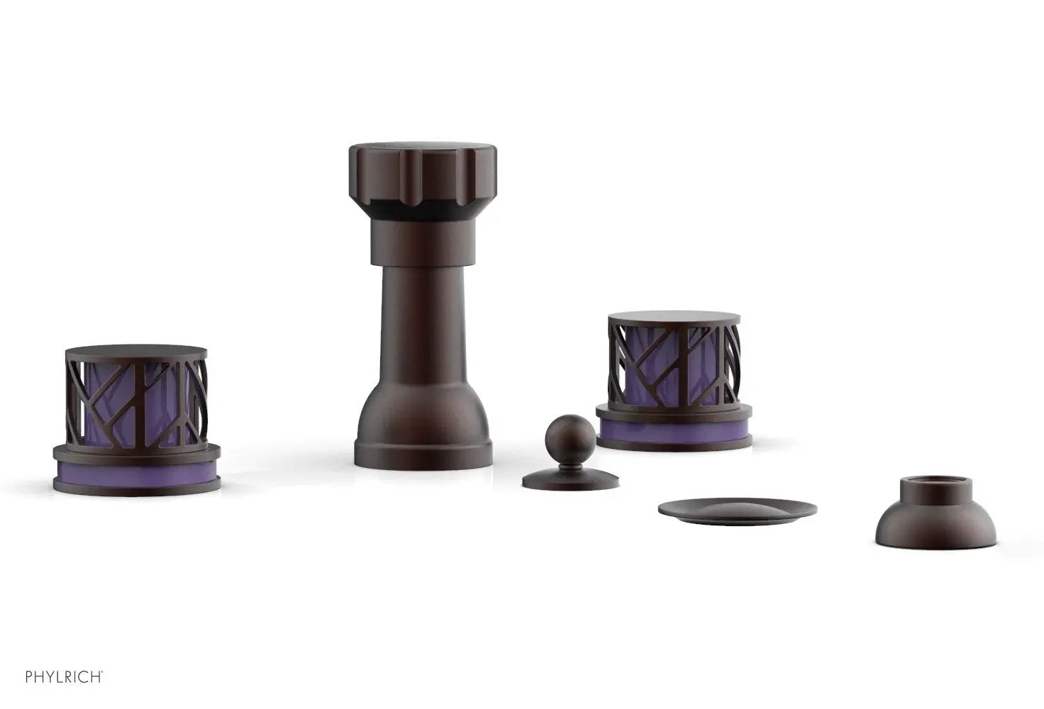 Phylrich JOLIE Four Hole Bidet Set - Round Handles with "Purple Accents" by Phylrich