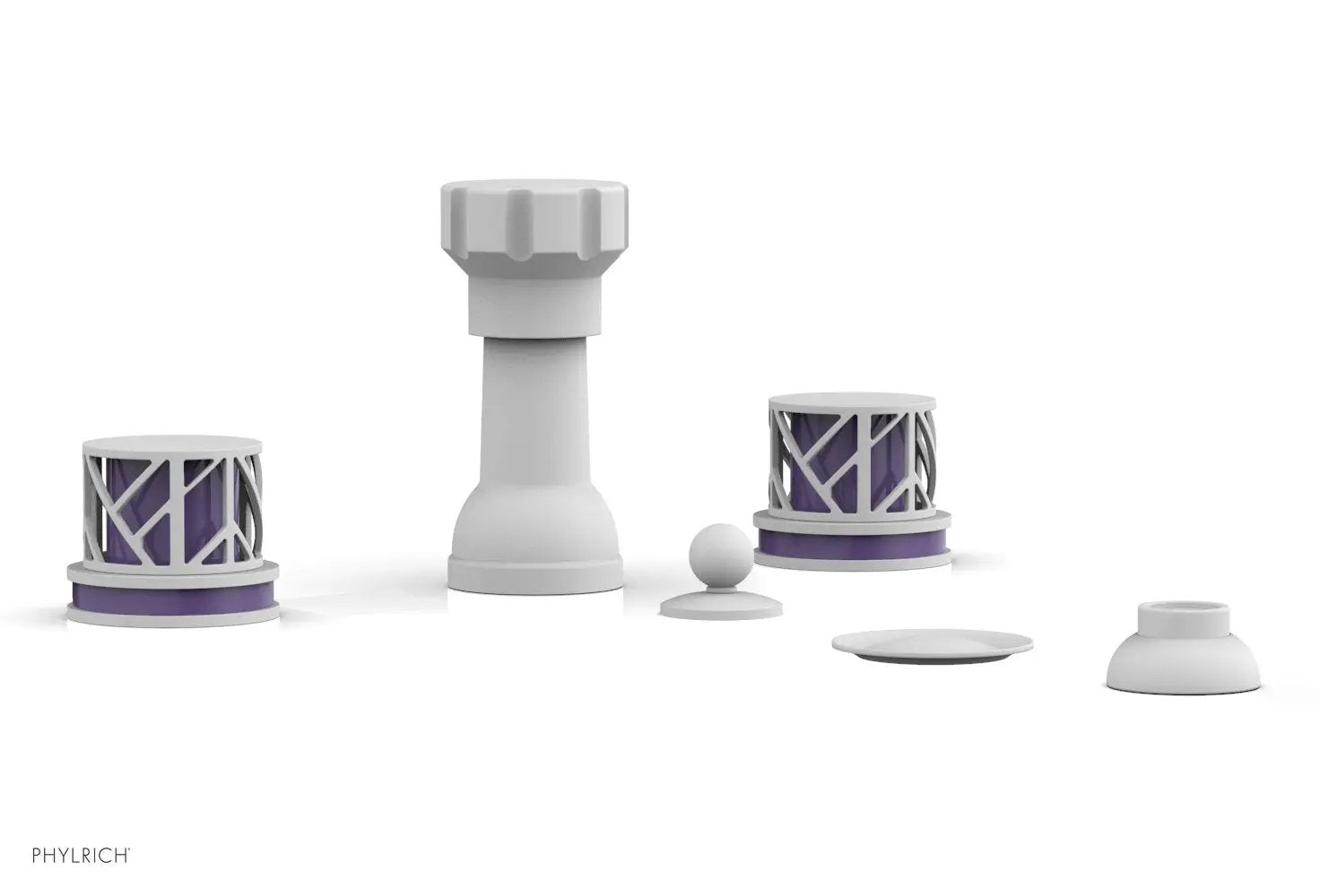 Phylrich JOLIE Four Hole Bidet Set - Round Handles with "Purple Accents" by Phylrich