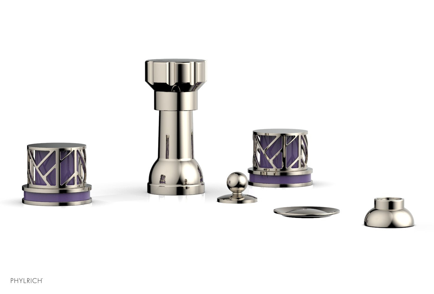 Phylrich JOLIE Four Hole Bidet Set - Round Handles with "Purple Accents"