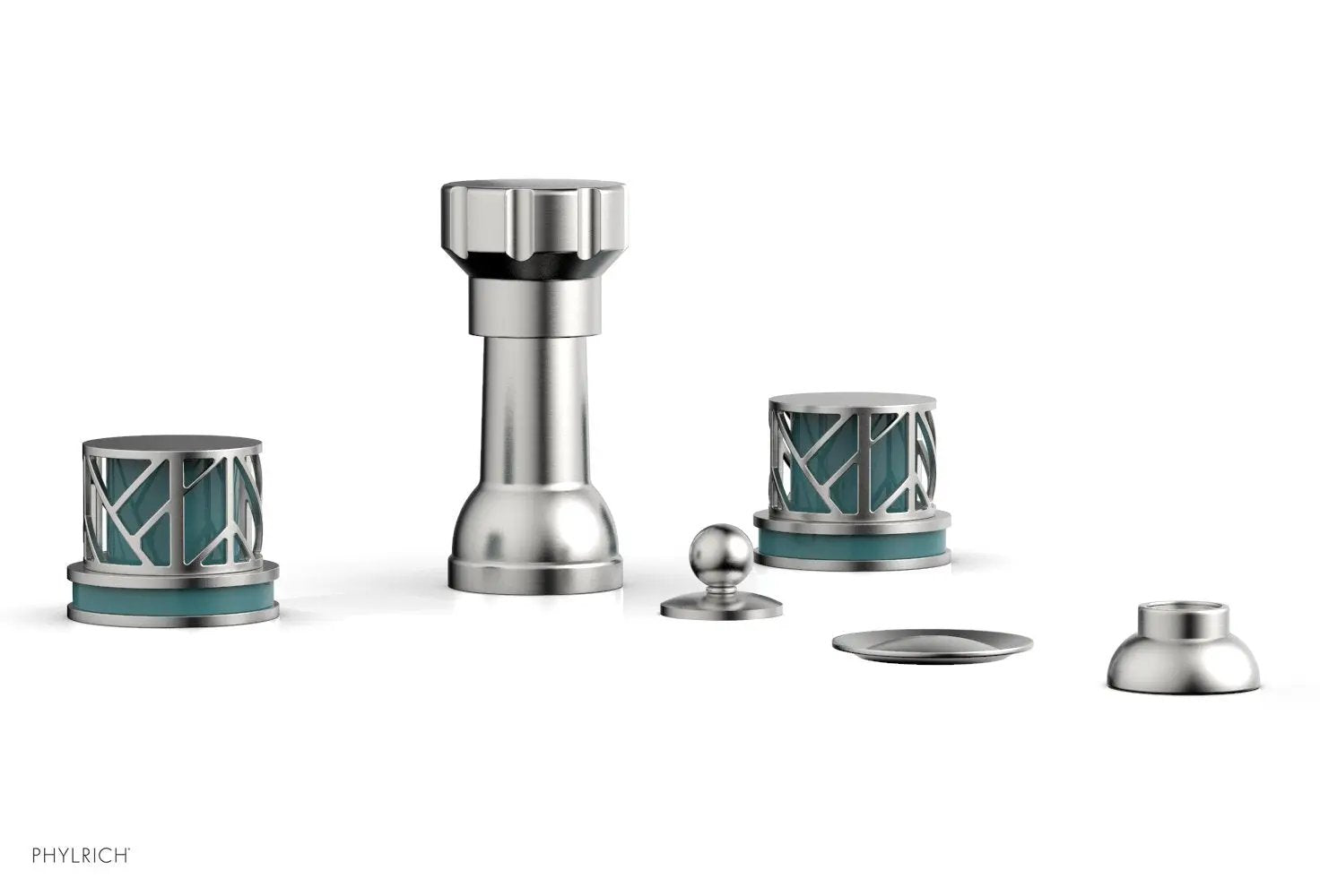 Phylrich JOLIE Four Hole Bidet Set - Round Handles with "Turquoise Accents" by Phylrich