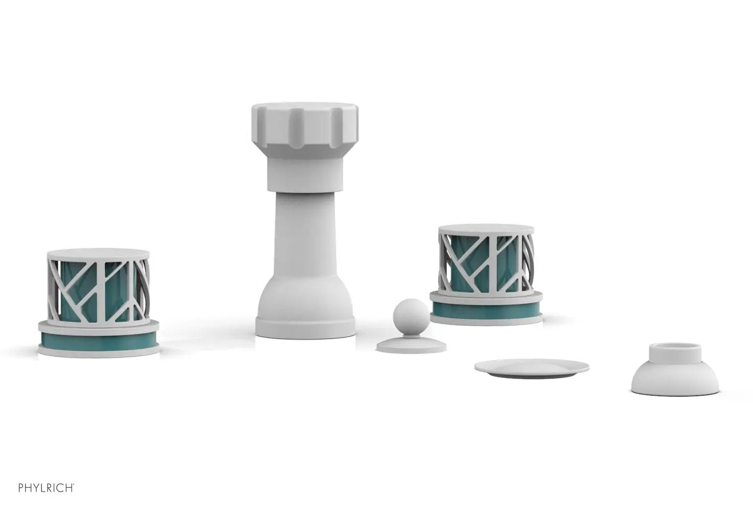 Phylrich JOLIE Four Hole Bidet Set - Round Handles with "Turquoise Accents" by Phylrich