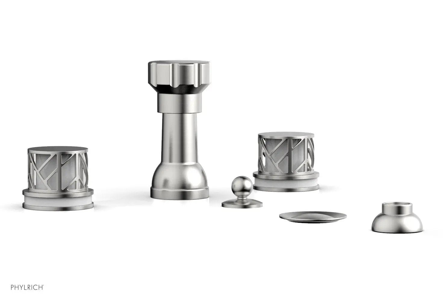 Phylrich JOLIE Four Hole Bidet Set - Round Handles with "White Accents" by Phylrich