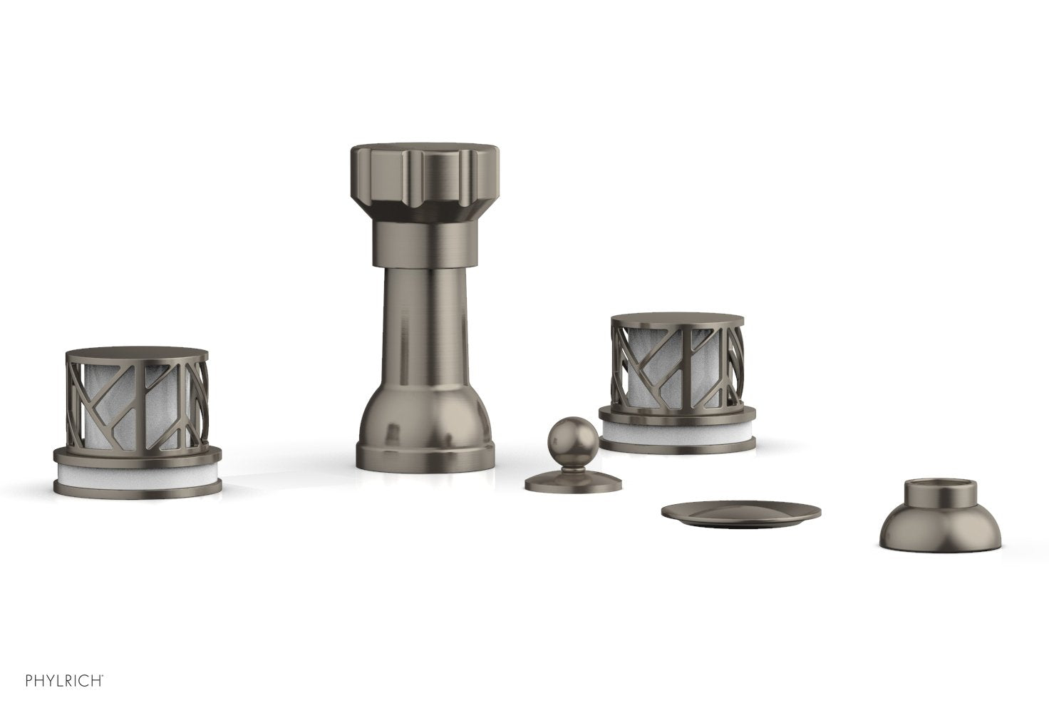 Phylrich JOLIE Four Hole Bidet Set - Round Handles with "White Accents"