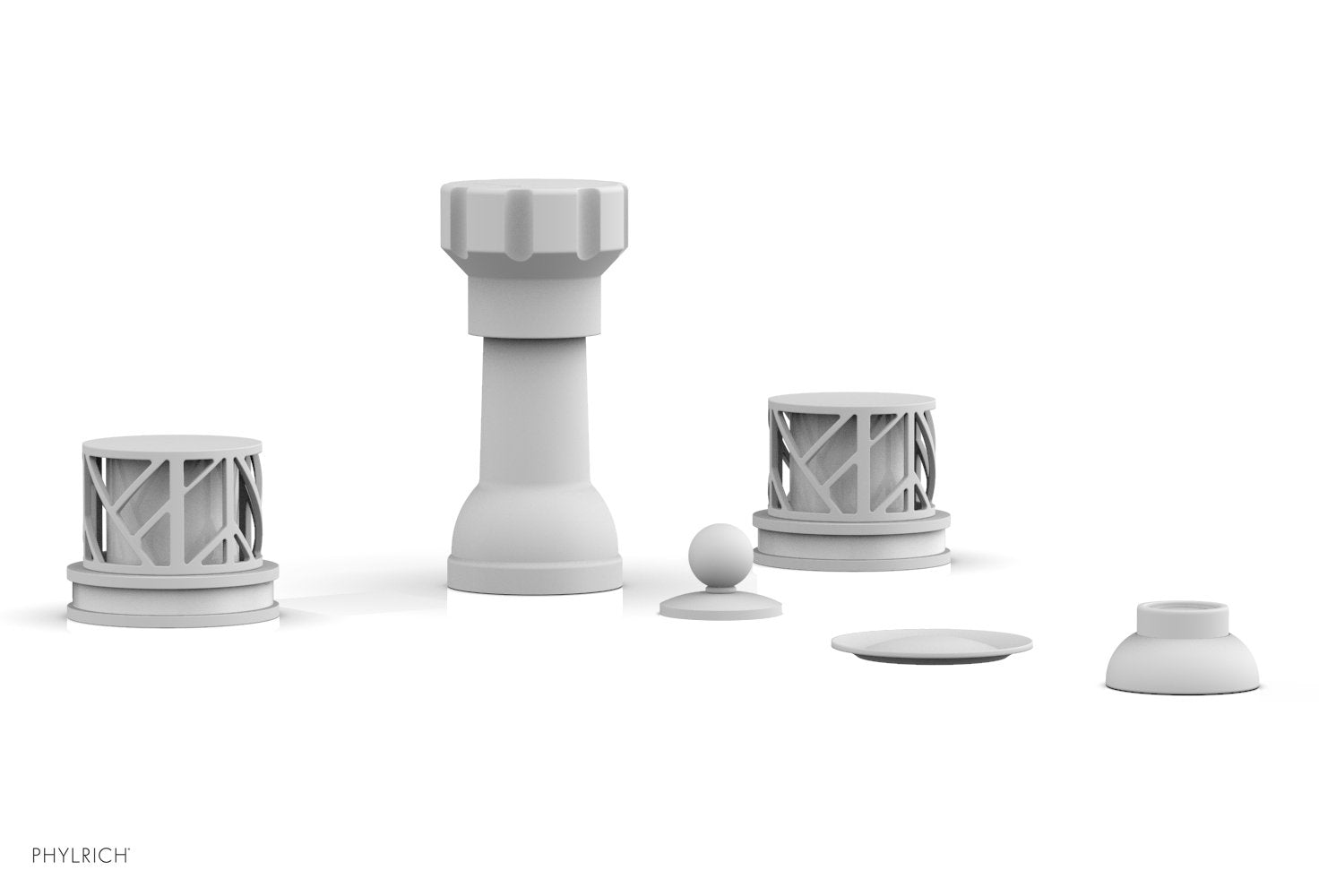 Phylrich JOLIE Four Hole Bidet Set - Round Handles with "White Accents"