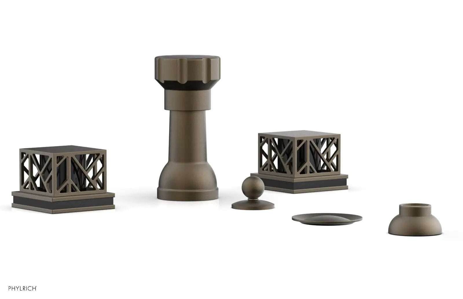 Phylrich JOLIE Four Hole Bidet Set - Square Handles with "Black Accents" by Phylrich