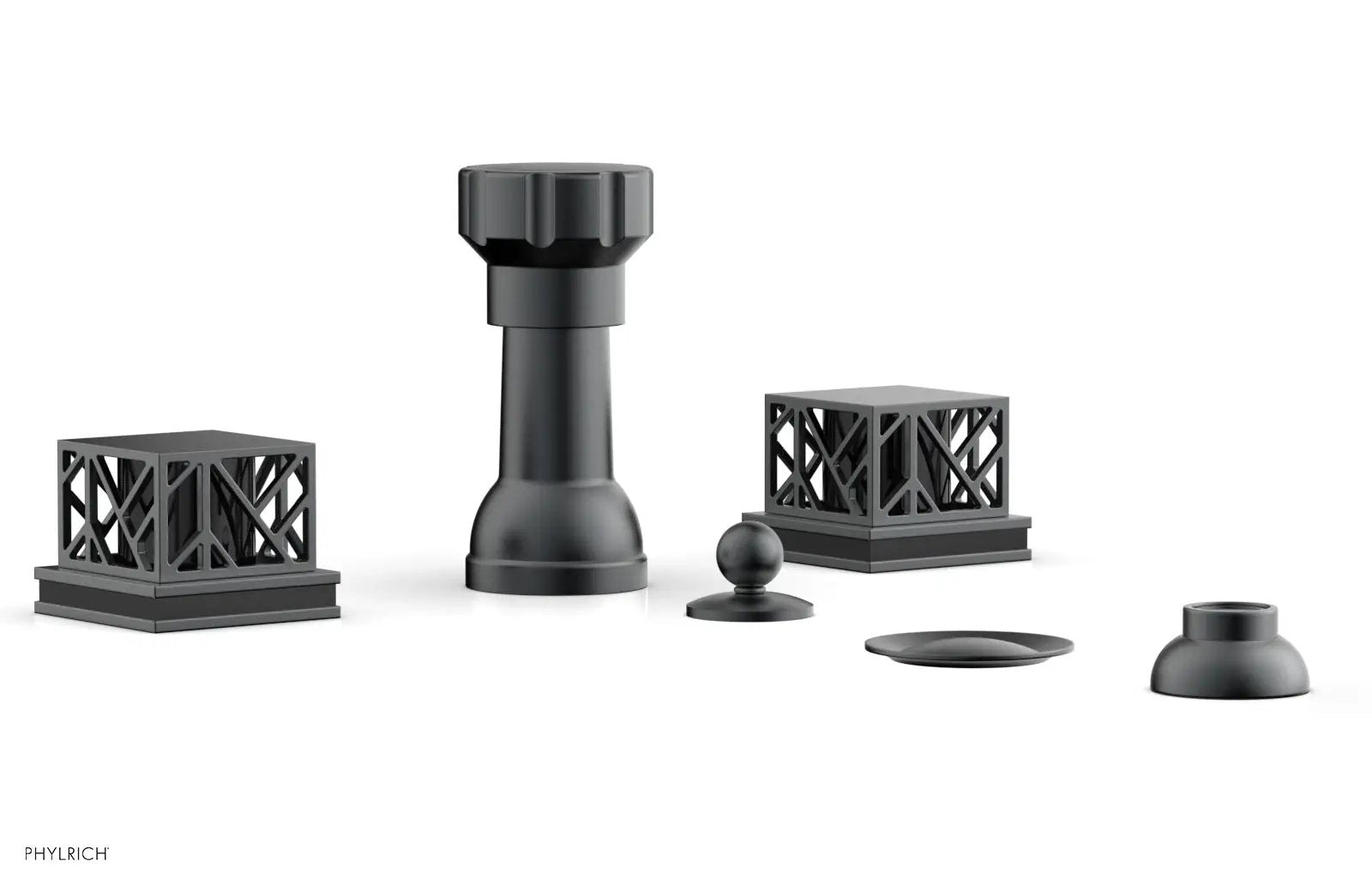 Phylrich JOLIE Four Hole Bidet Set - Square Handles with "Black Accents" by Phylrich