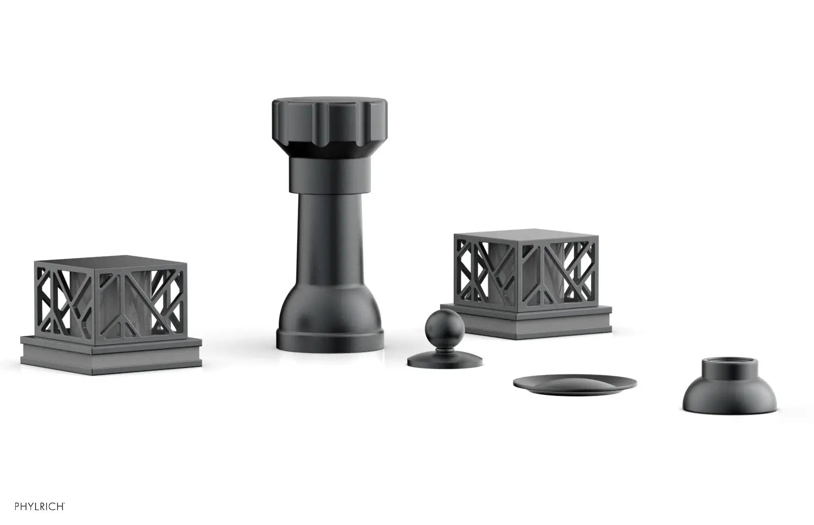 Phylrich JOLIE Four Hole Bidet Set - Square Handles with "Grey Accents" by Phylrich