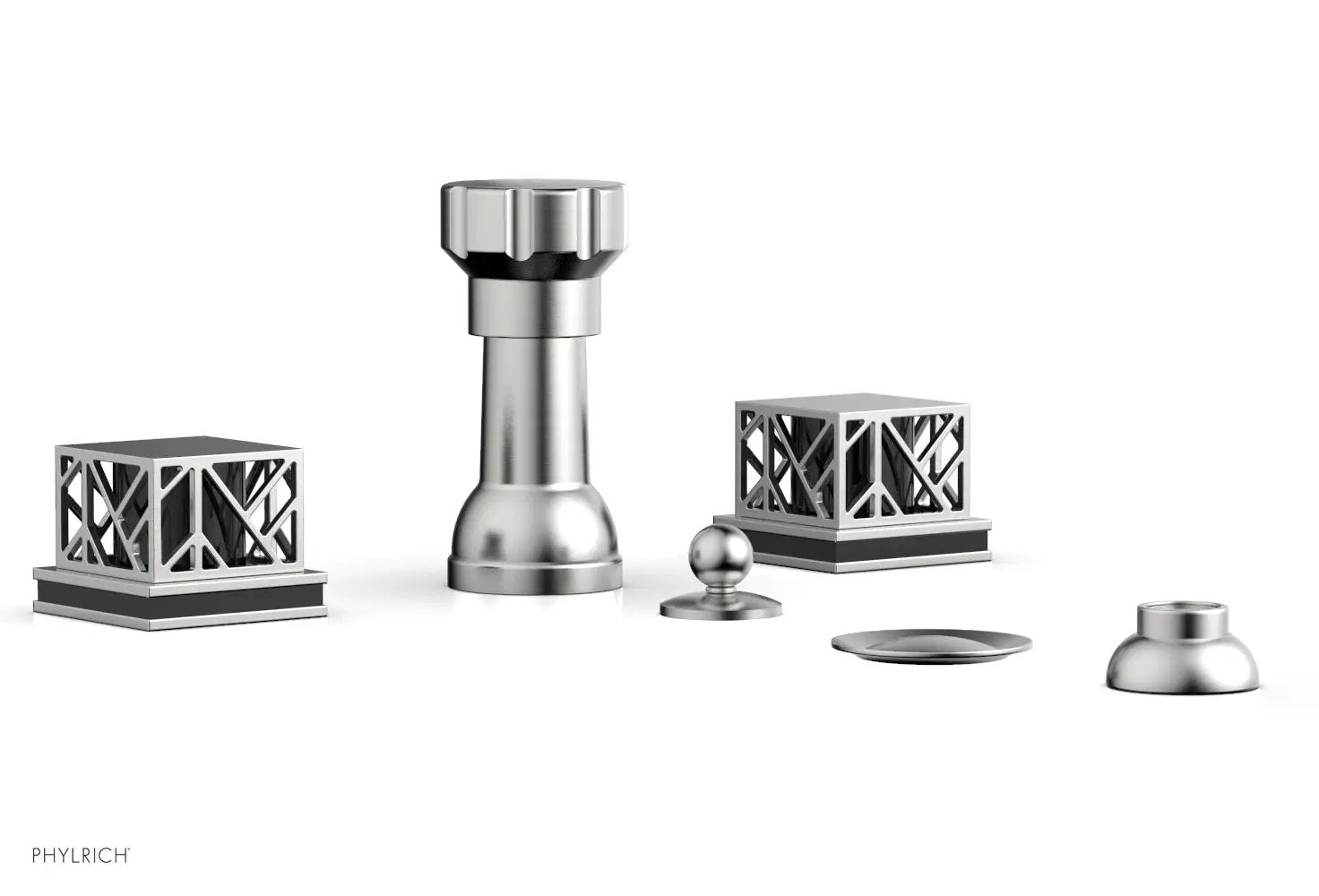 Phylrich JOLIE Four Hole Bidet Set - Square Handles with "Black Accents" by Phylrich