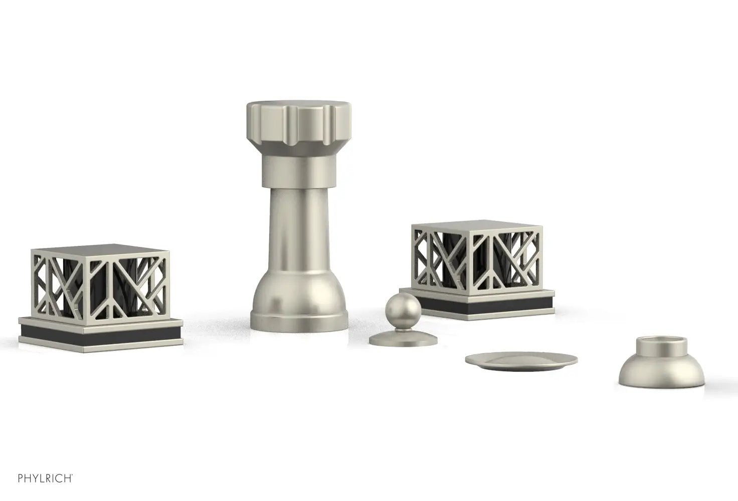 Phylrich JOLIE Four Hole Bidet Set - Square Handles with "Black Accents" by Phylrich