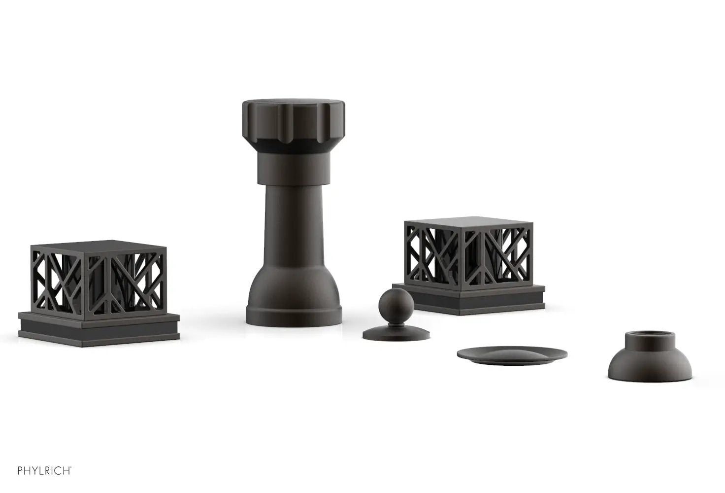 Phylrich JOLIE Four Hole Bidet Set - Square Handles with "Black Accents" by Phylrich