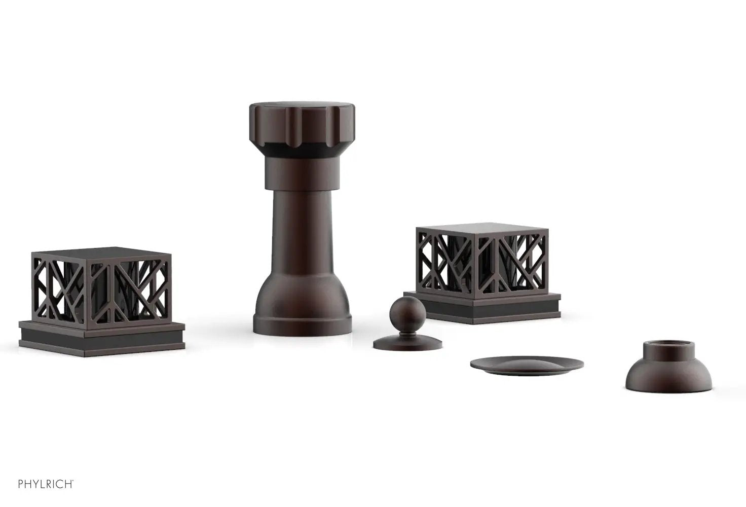 Phylrich JOLIE Four Hole Bidet Set - Square Handles with "Black Accents" by Phylrich