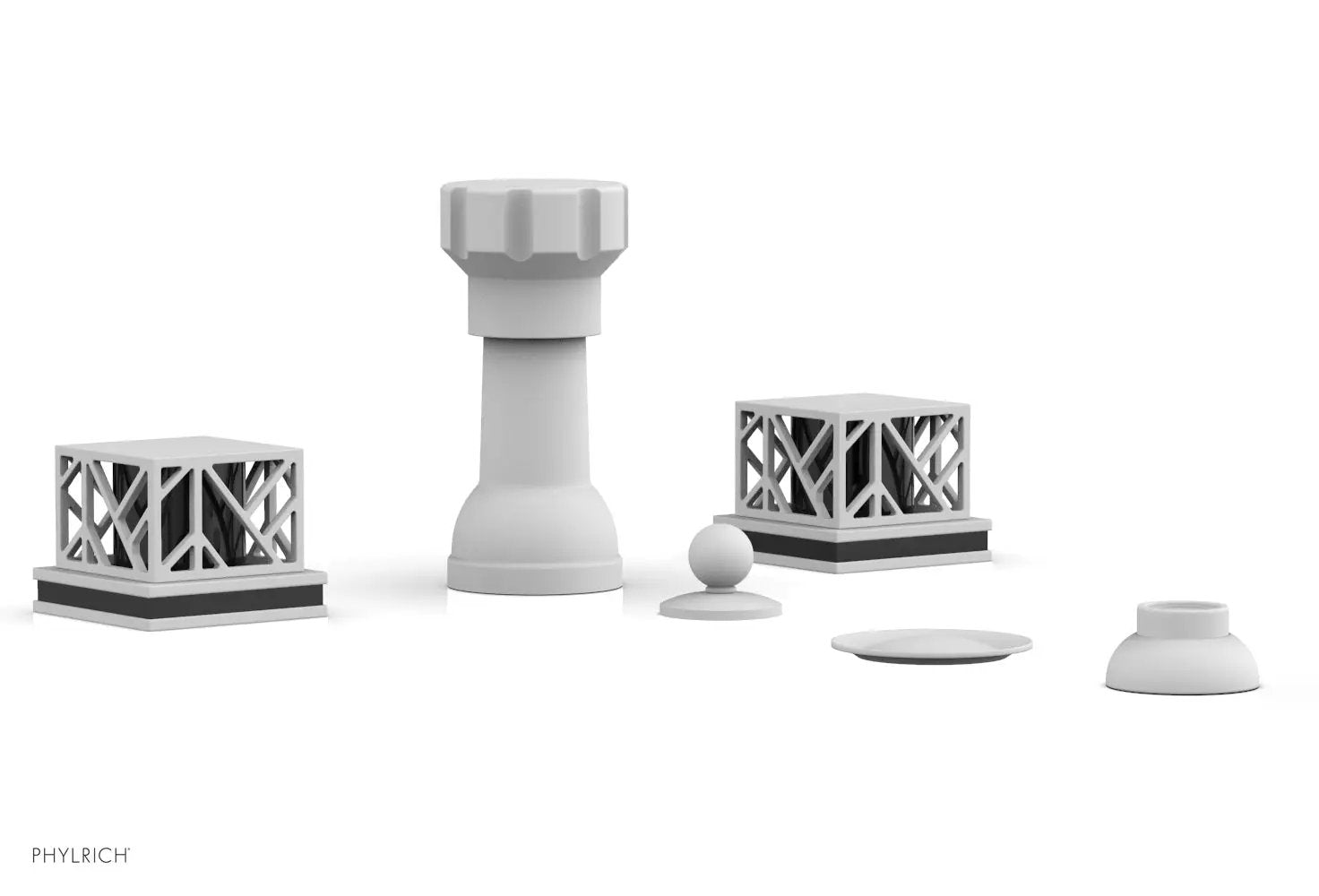 Phylrich JOLIE Four Hole Bidet Set - Square Handles with "Black Accents" by Phylrich