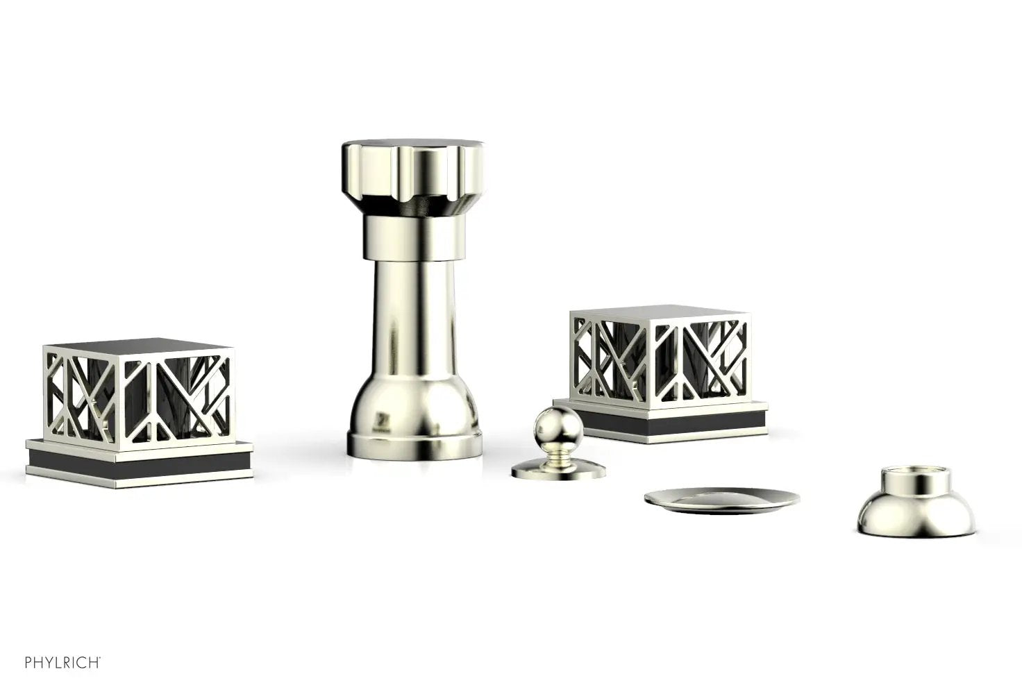 Phylrich JOLIE Four Hole Bidet Set - Square Handles with "Black Accents" by Phylrich