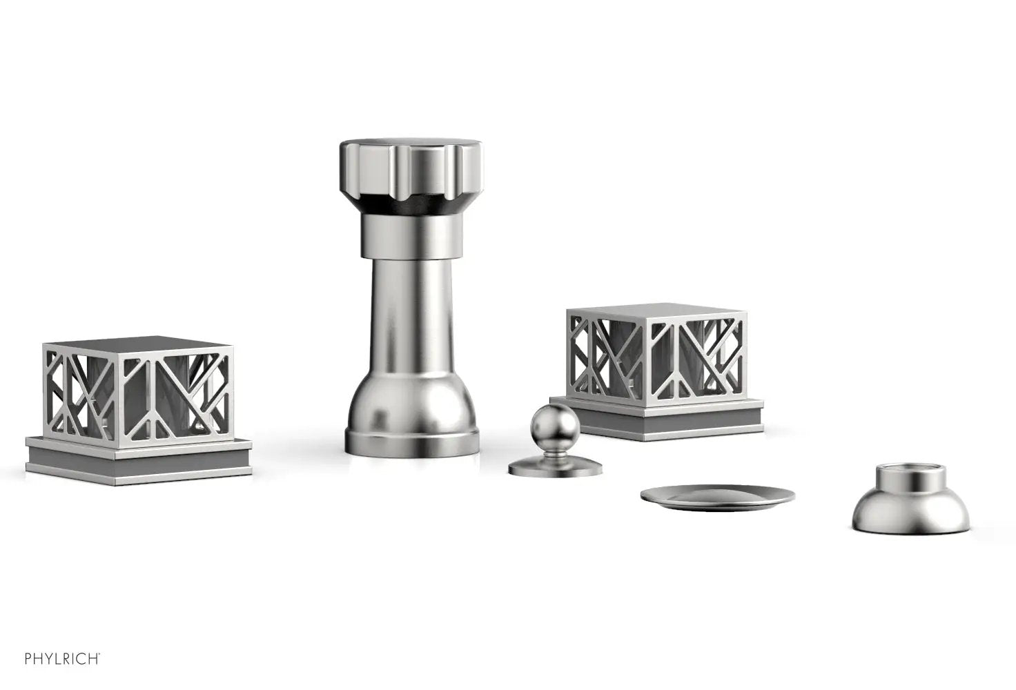 Phylrich JOLIE Four Hole Bidet Set - Square Handles with "Grey Accents" by Phylrich