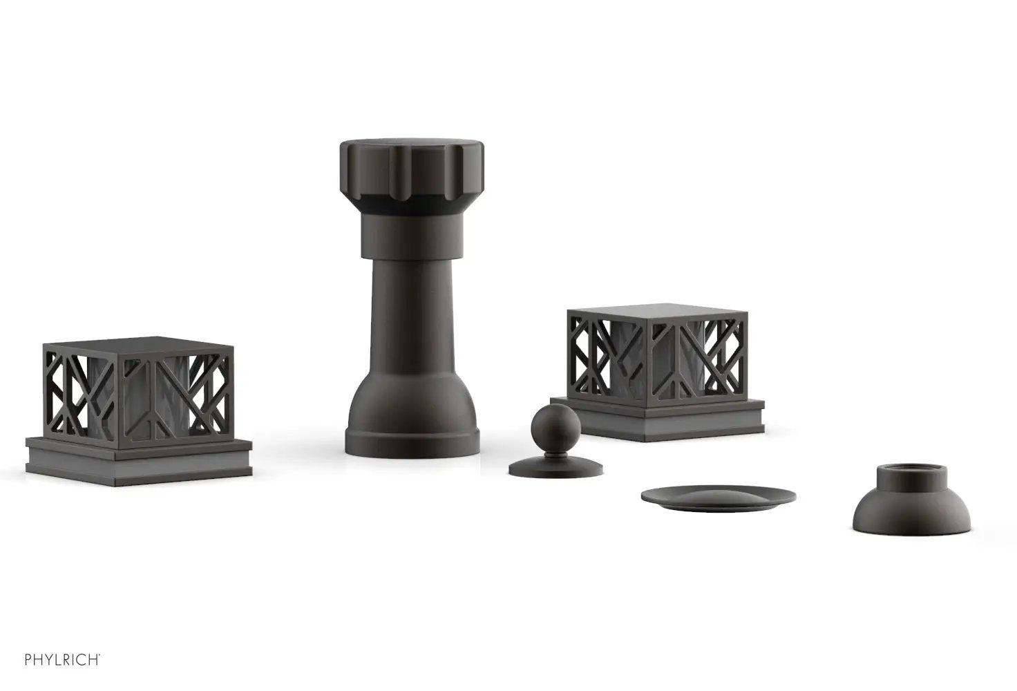 Phylrich JOLIE Four Hole Bidet Set - Square Handles with "Grey Accents" by Phylrich