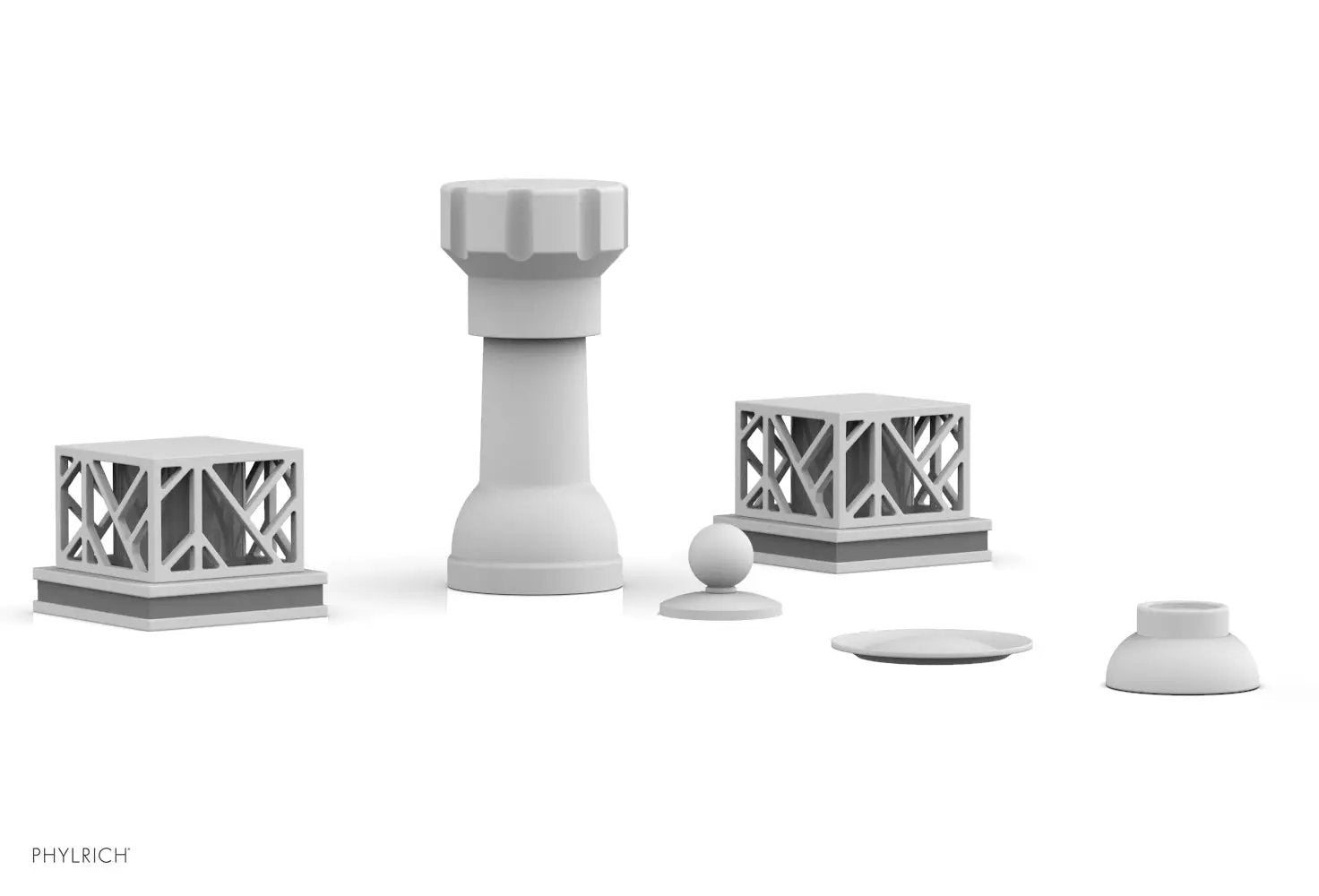 Phylrich JOLIE Four Hole Bidet Set - Square Handles with "Grey Accents" by Phylrich