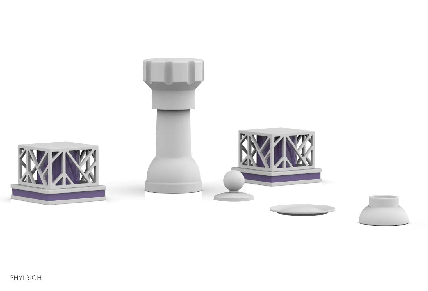 Phylrich JOLIE Four Hole Bidet Set - Square Handles with "Purple Accents" by Phylrich