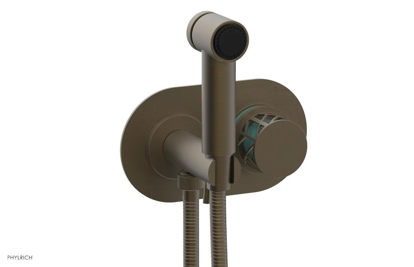 Phylrich JOLIE Wall Mounted Bidet, Round Handle with "Turquoise" Accents by Phylrich