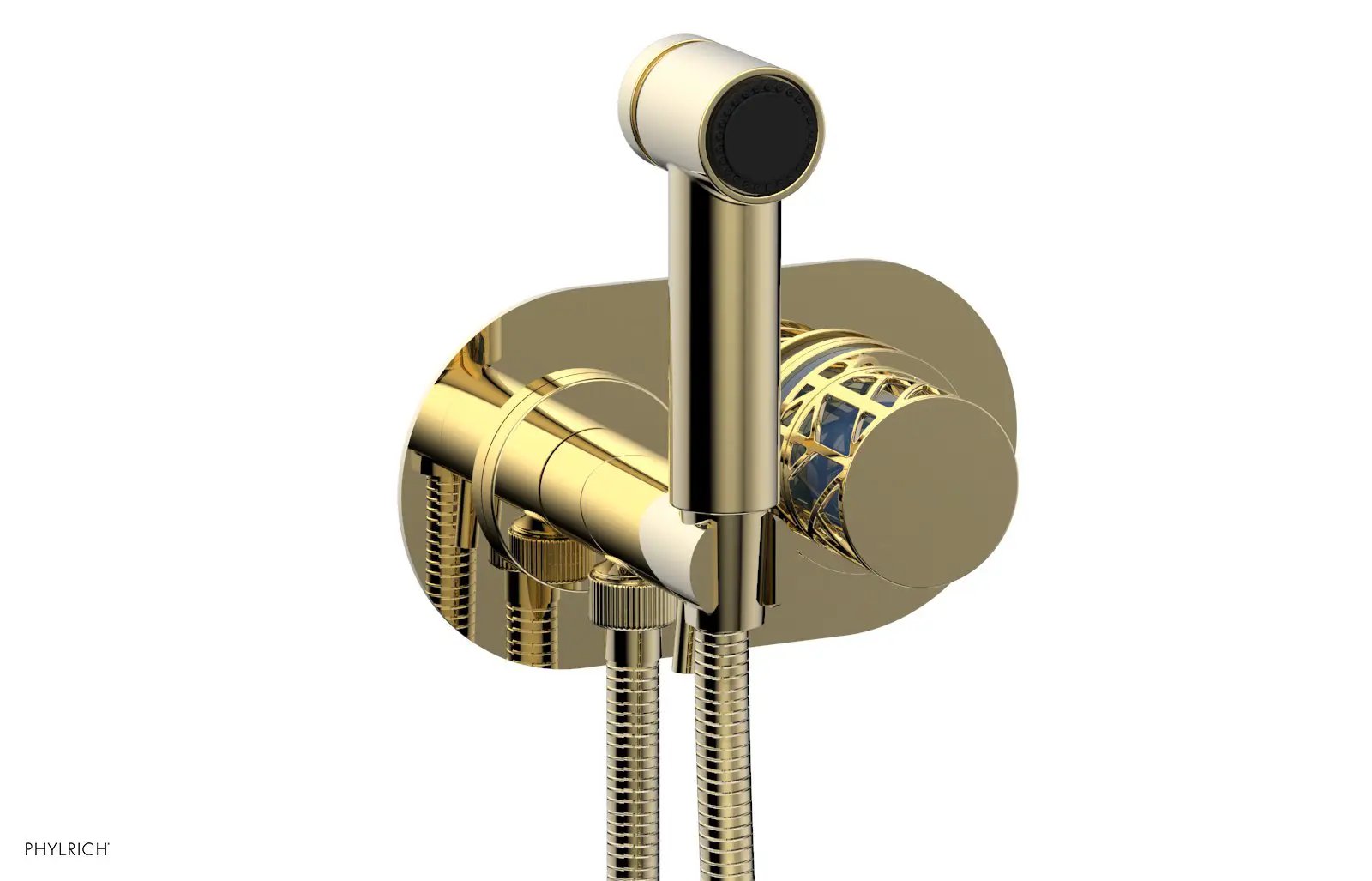 Phylrich JOLIE Wall Mounted Bidet, Round Handle with "Light Blue" Accents by Phylrich