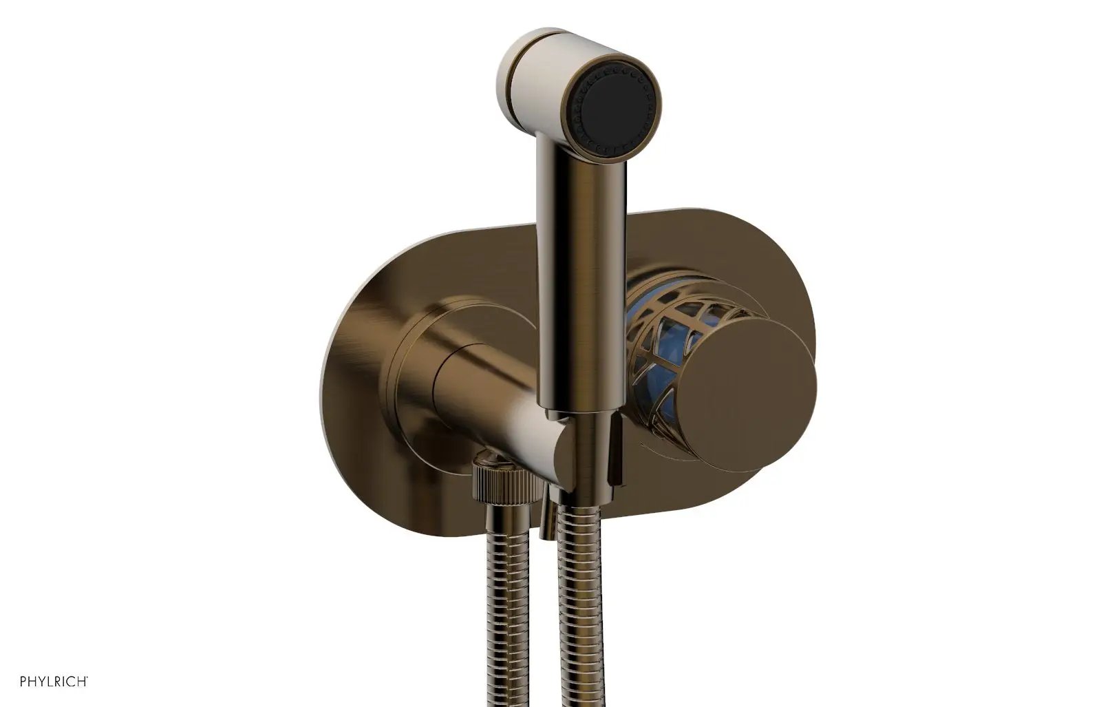 Phylrich JOLIE Wall Mounted Bidet, Round Handle with "Light Blue" Accents by Phylrich
