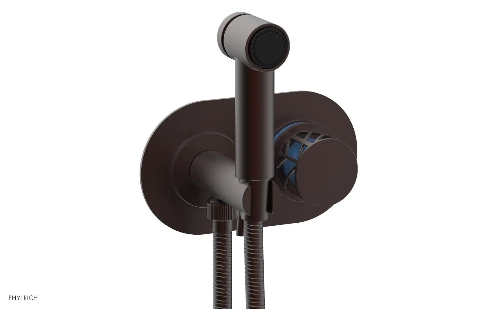 Phylrich JOLIE Wall Mounted Bidet, Round Handle with "Light Blue" Accents by Phylrich