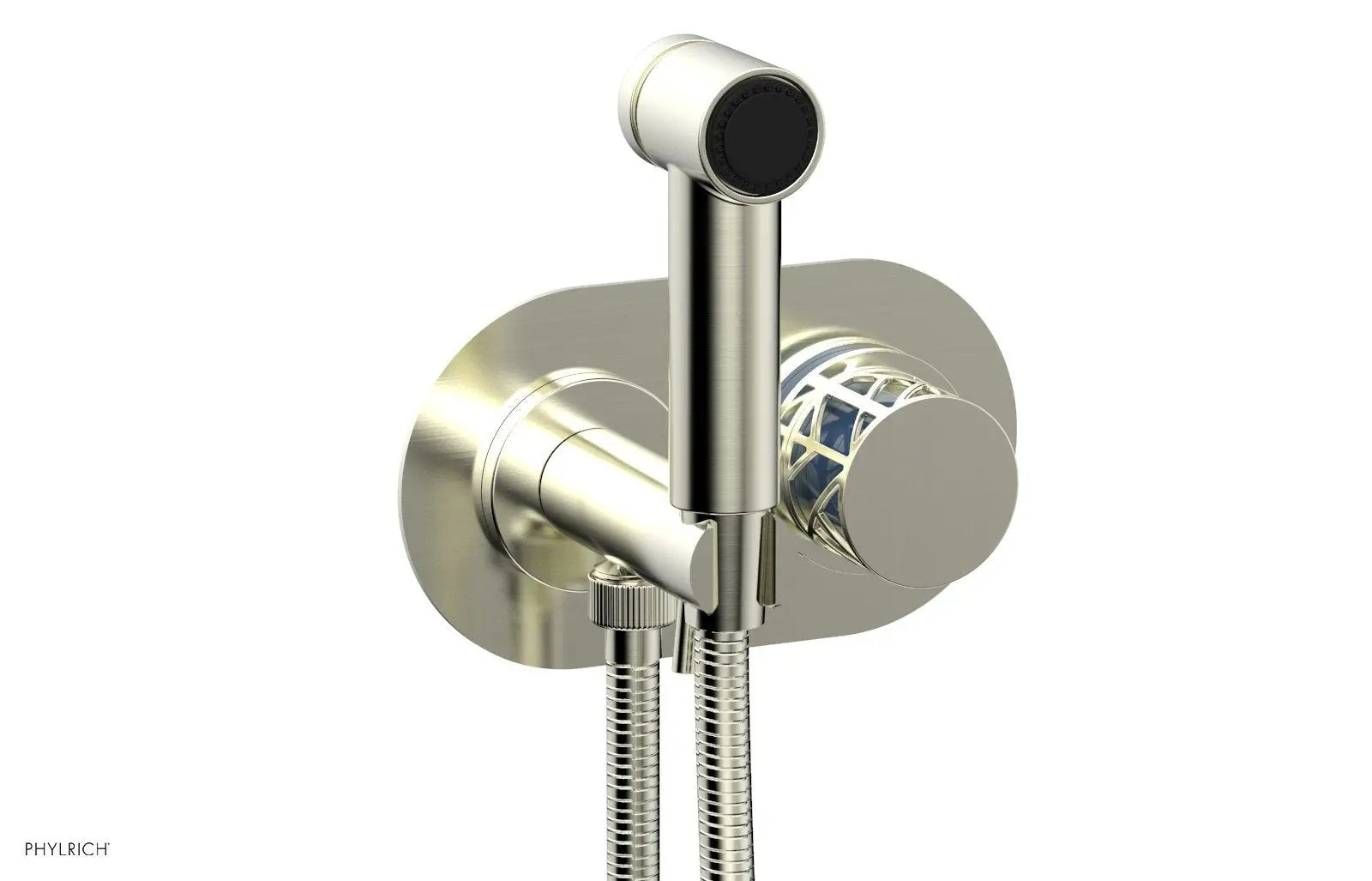 Phylrich JOLIE Wall Mounted Bidet, Round Handle with "Light Blue" Accents by Phylrich