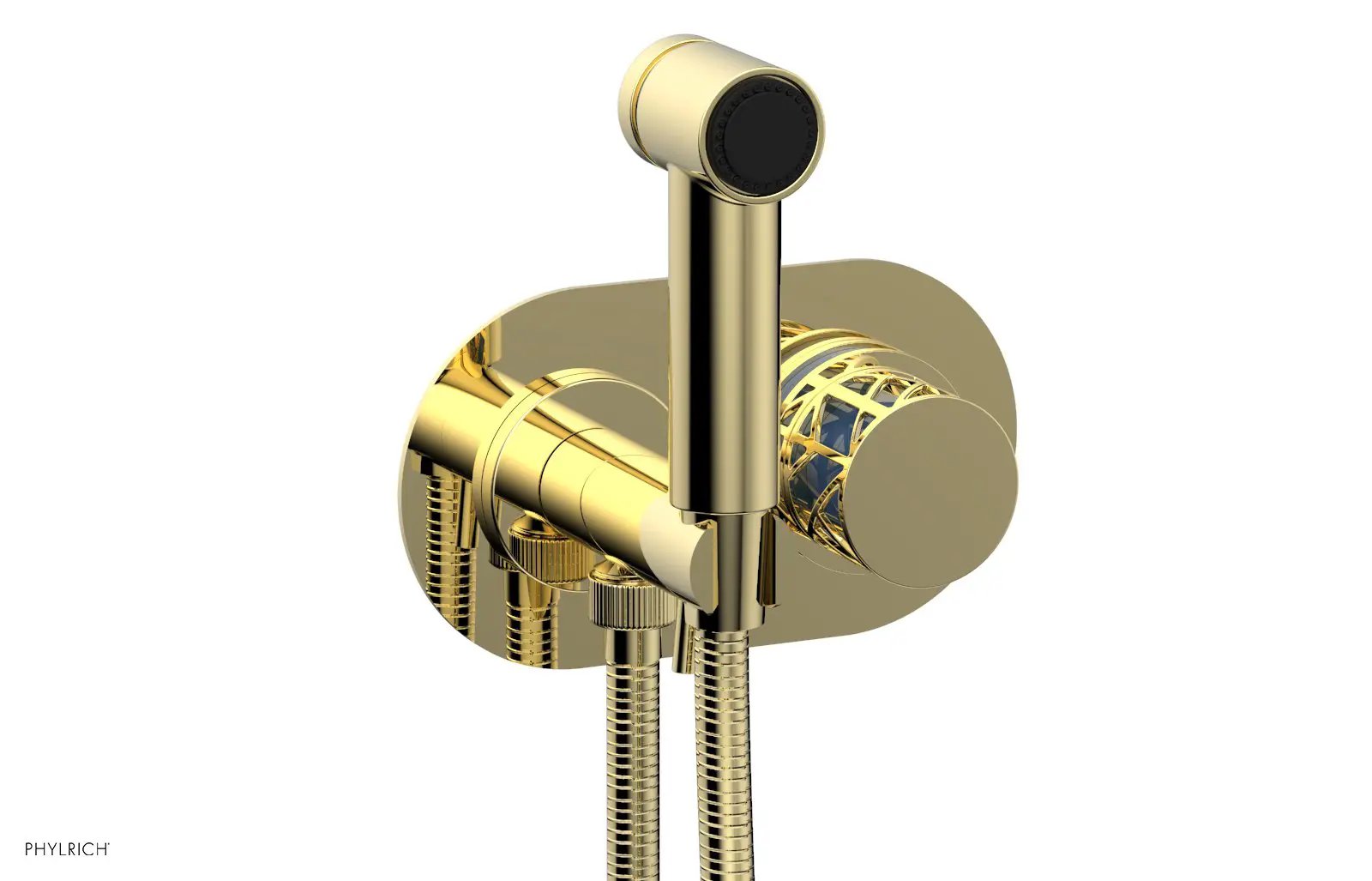 Phylrich JOLIE Wall Mounted Bidet, Round Handle with "Light Blue" Accents by Phylrich