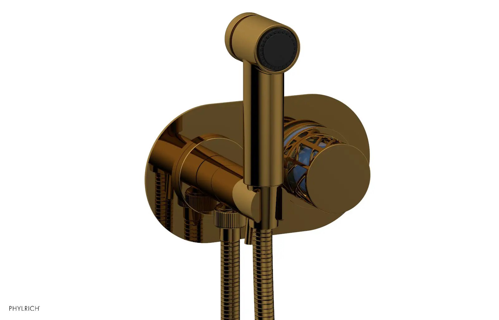 Phylrich JOLIE Wall Mounted Bidet, Round Handle with "Light Blue" Accents by Phylrich