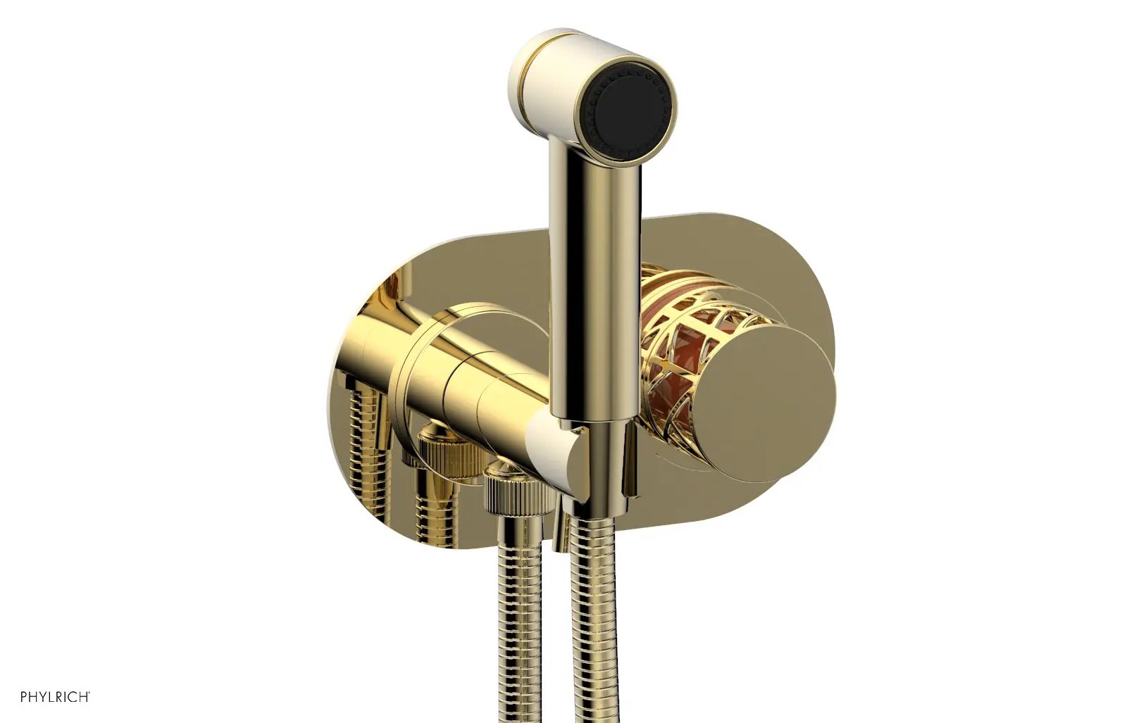 Phylrich JOLIE Wall Mounted Bidet, Round Handle with "Orange" Accents by Phylrich