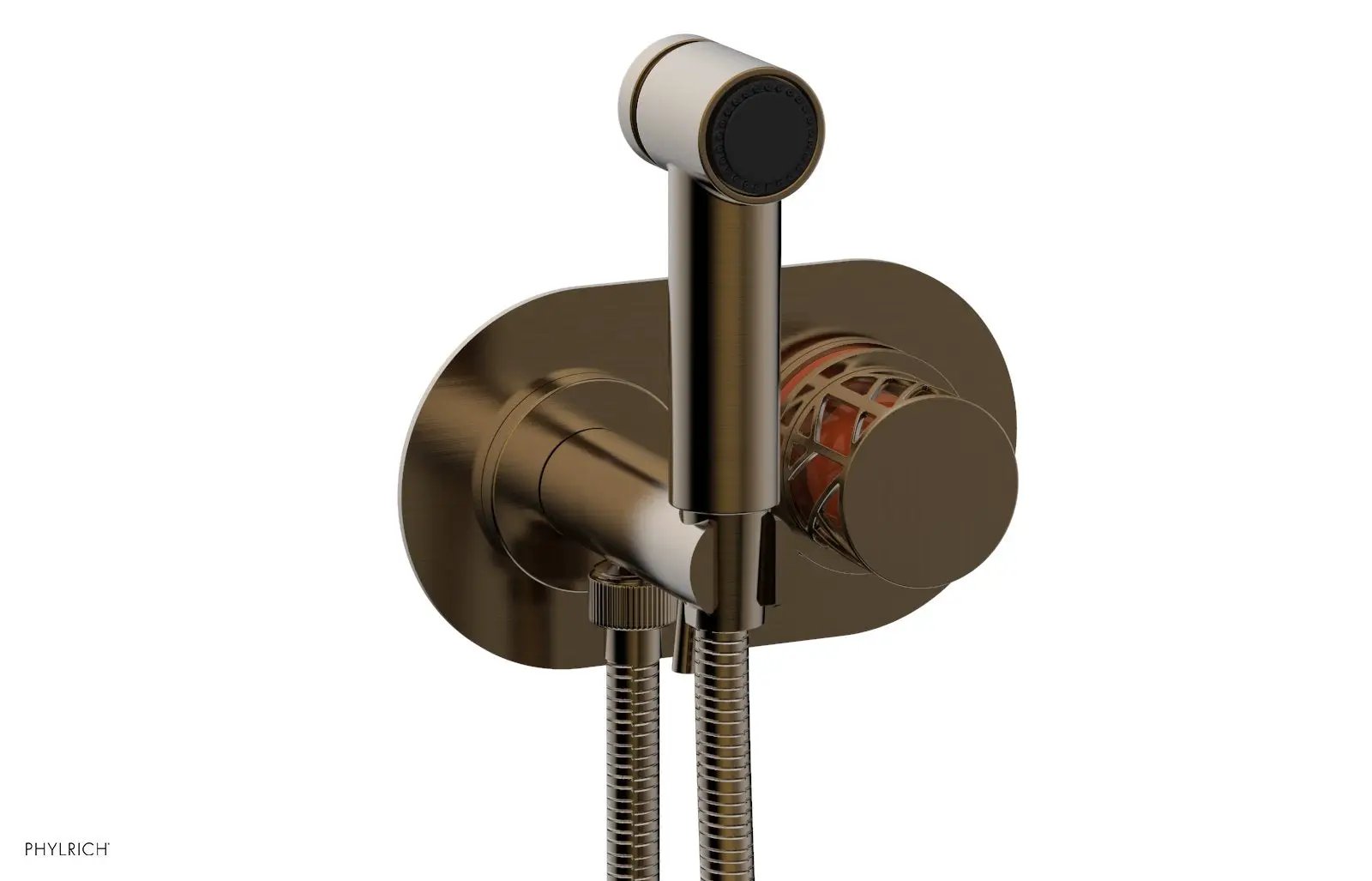Phylrich JOLIE Wall Mounted Bidet, Round Handle with "Orange" Accents by Phylrich