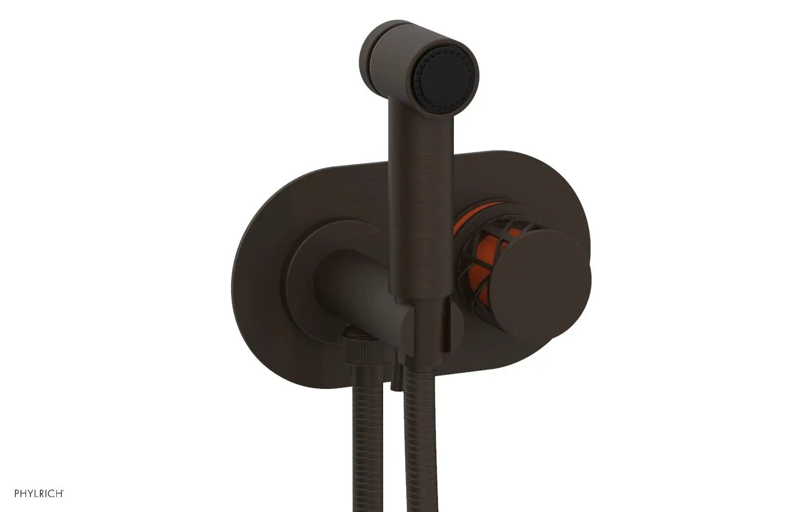 Phylrich JOLIE Wall Mounted Bidet, Round Handle with "Orange" Accents by Phylrich