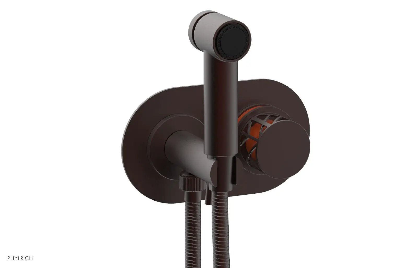 Phylrich JOLIE Wall Mounted Bidet, Round Handle with "Orange" Accents by Phylrich