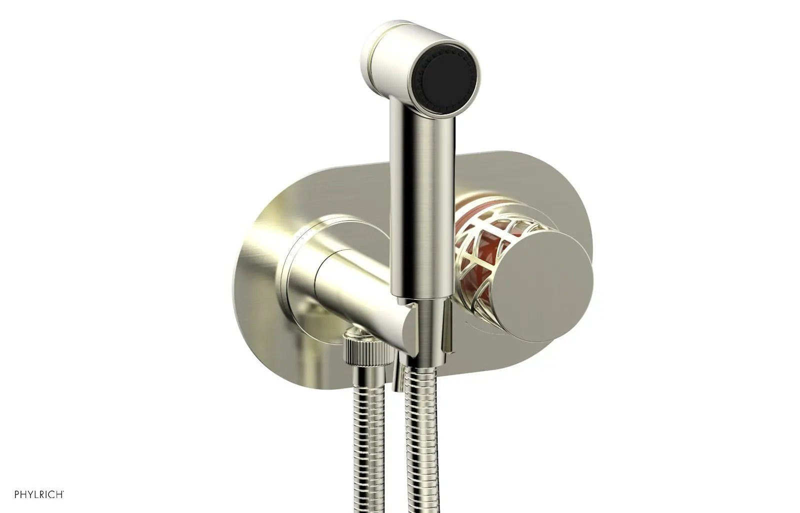 Phylrich JOLIE Wall Mounted Bidet, Round Handle with "Orange" Accents by Phylrich
