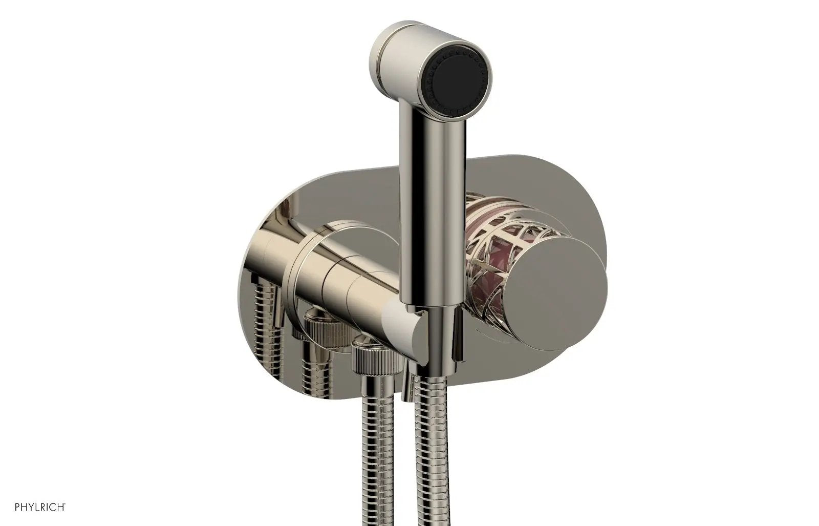 Phylrich JOLIE Wall Mounted Bidet, Round Handle with "Pink" Accents by Phylrich