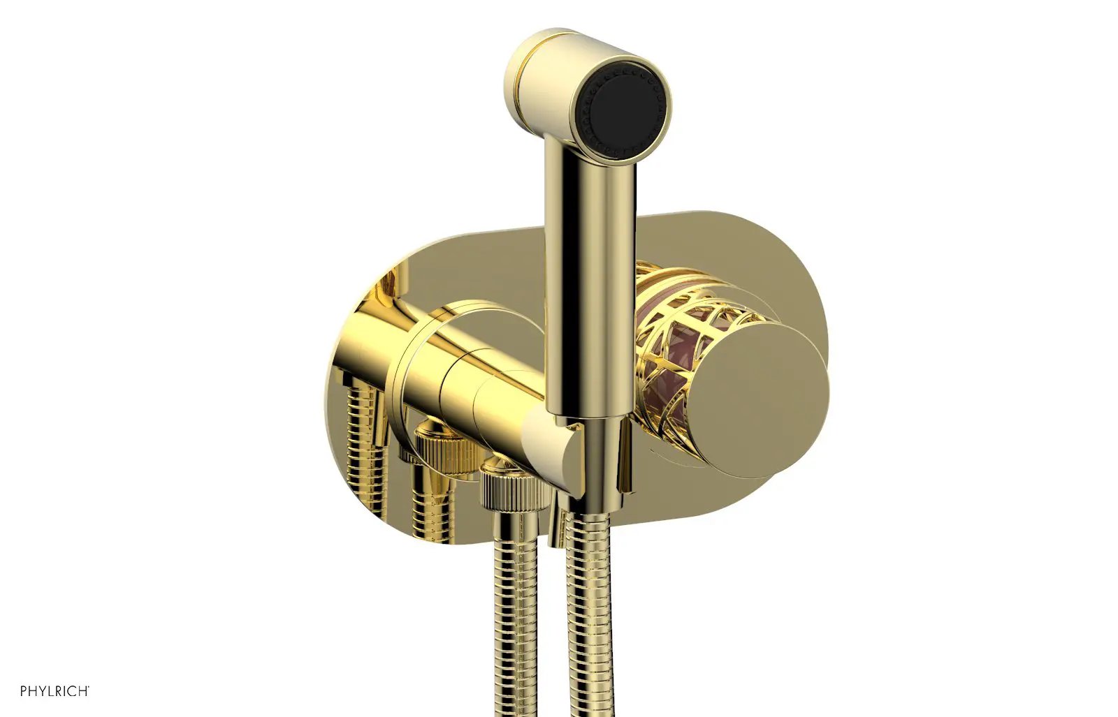 Phylrich JOLIE Wall Mounted Bidet, Round Handle with "Pink" Accents by Phylrich