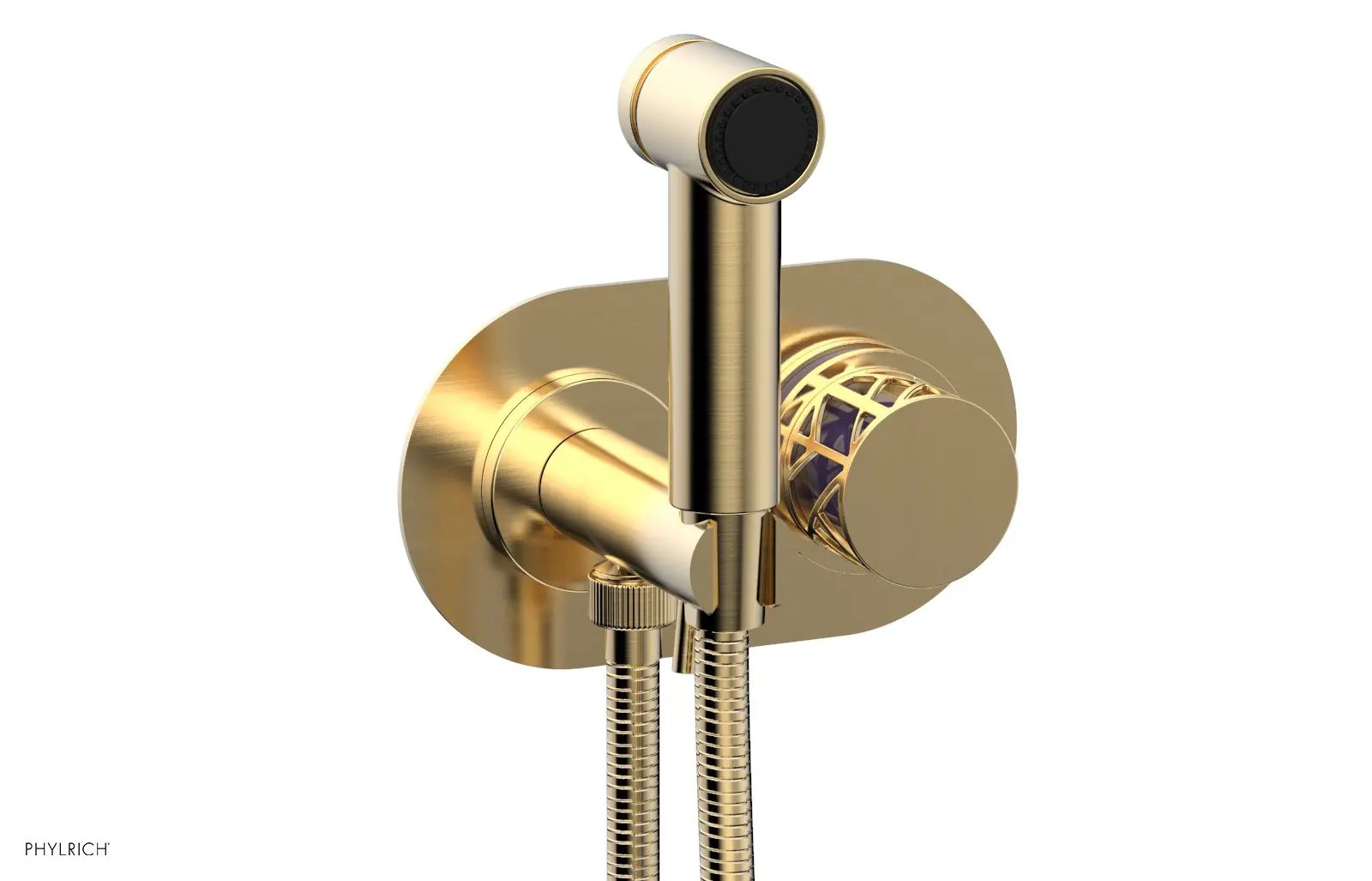 Phylrich JOLIE Wall Mounted Bidet, Round Handle with "Purple" Accents by Phylrich