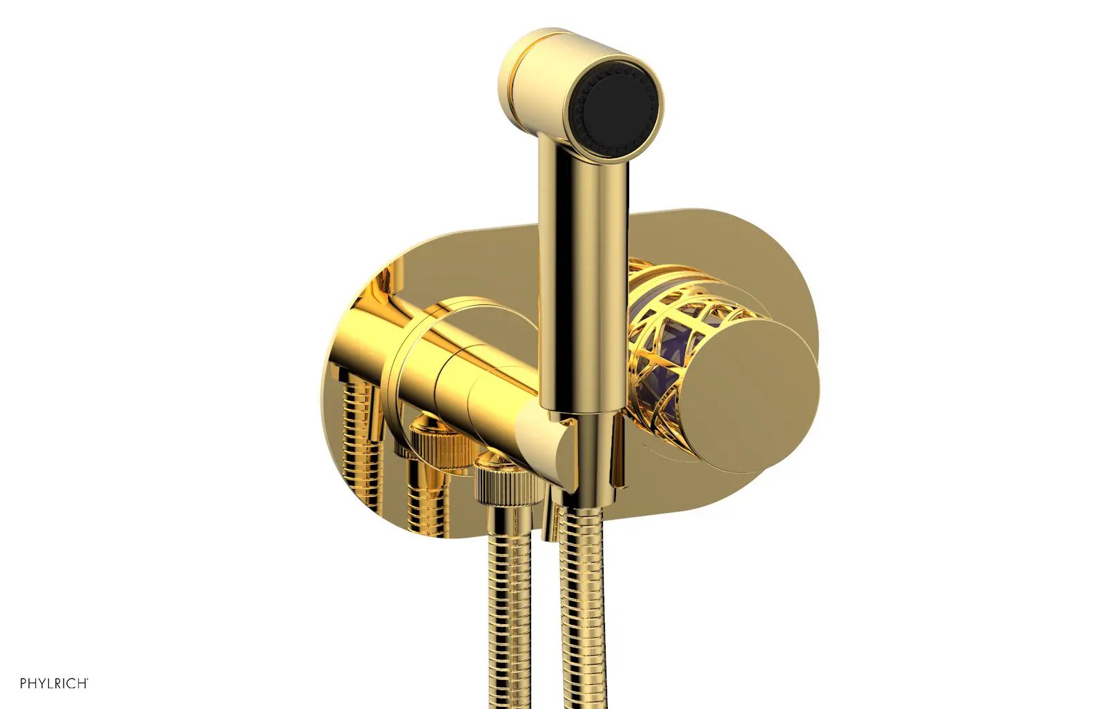Phylrich JOLIE Wall Mounted Bidet, Round Handle with "Purple" Accents by Phylrich